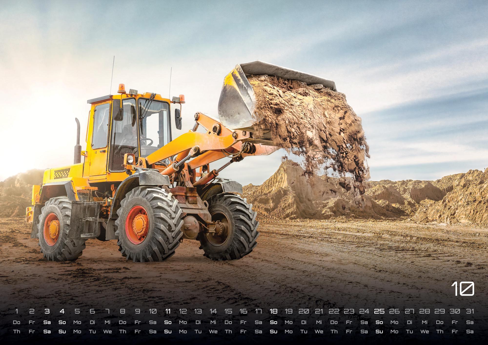 Beispielinhalt (Bild) Baumaschinen - gigantische Bauhelfer - 2026 - Kalender DIN A2