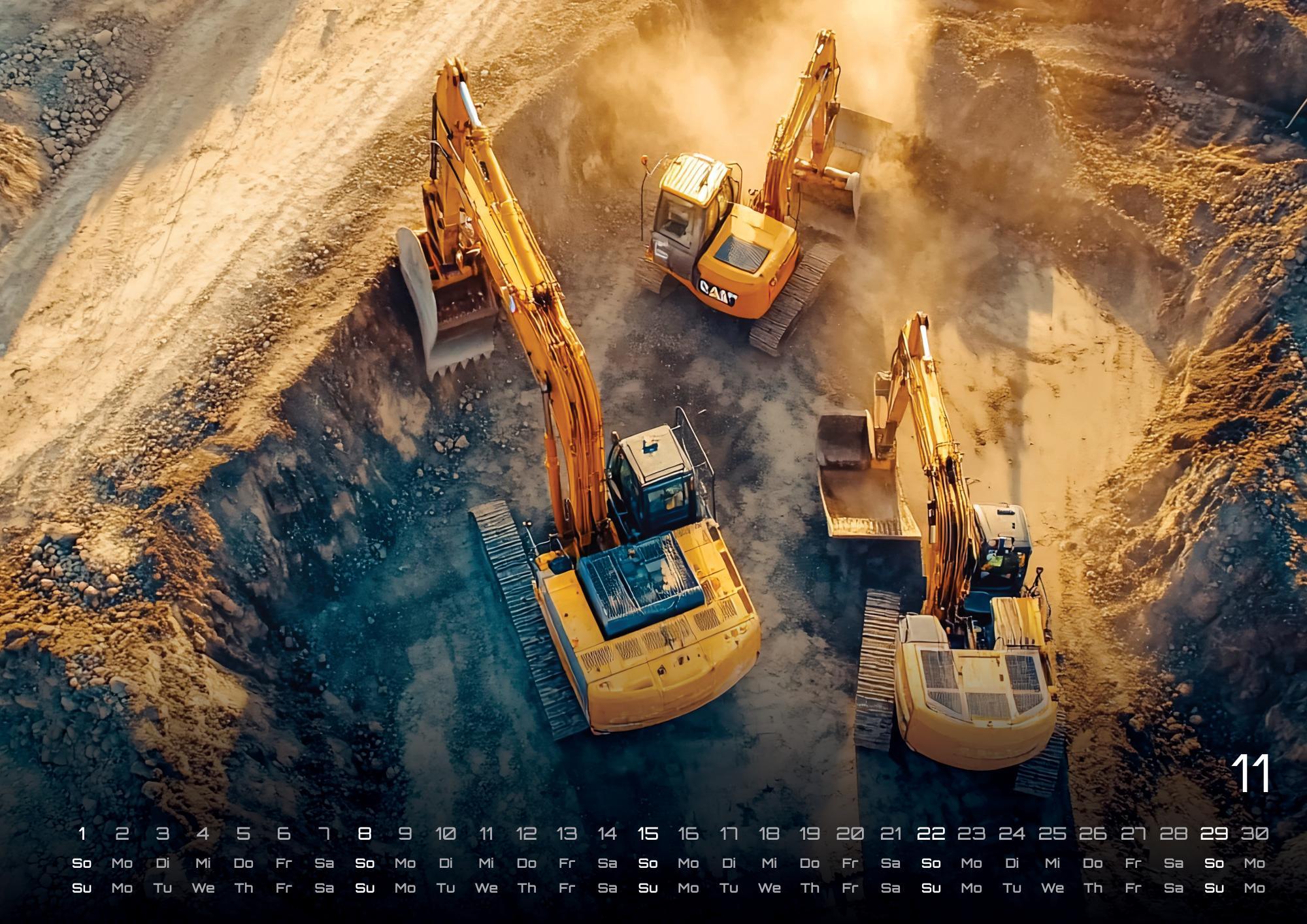 Beispielinhalt (Bild) Baumaschinen - gigantische Bauhelfer - 2026 - Kalender DIN A2