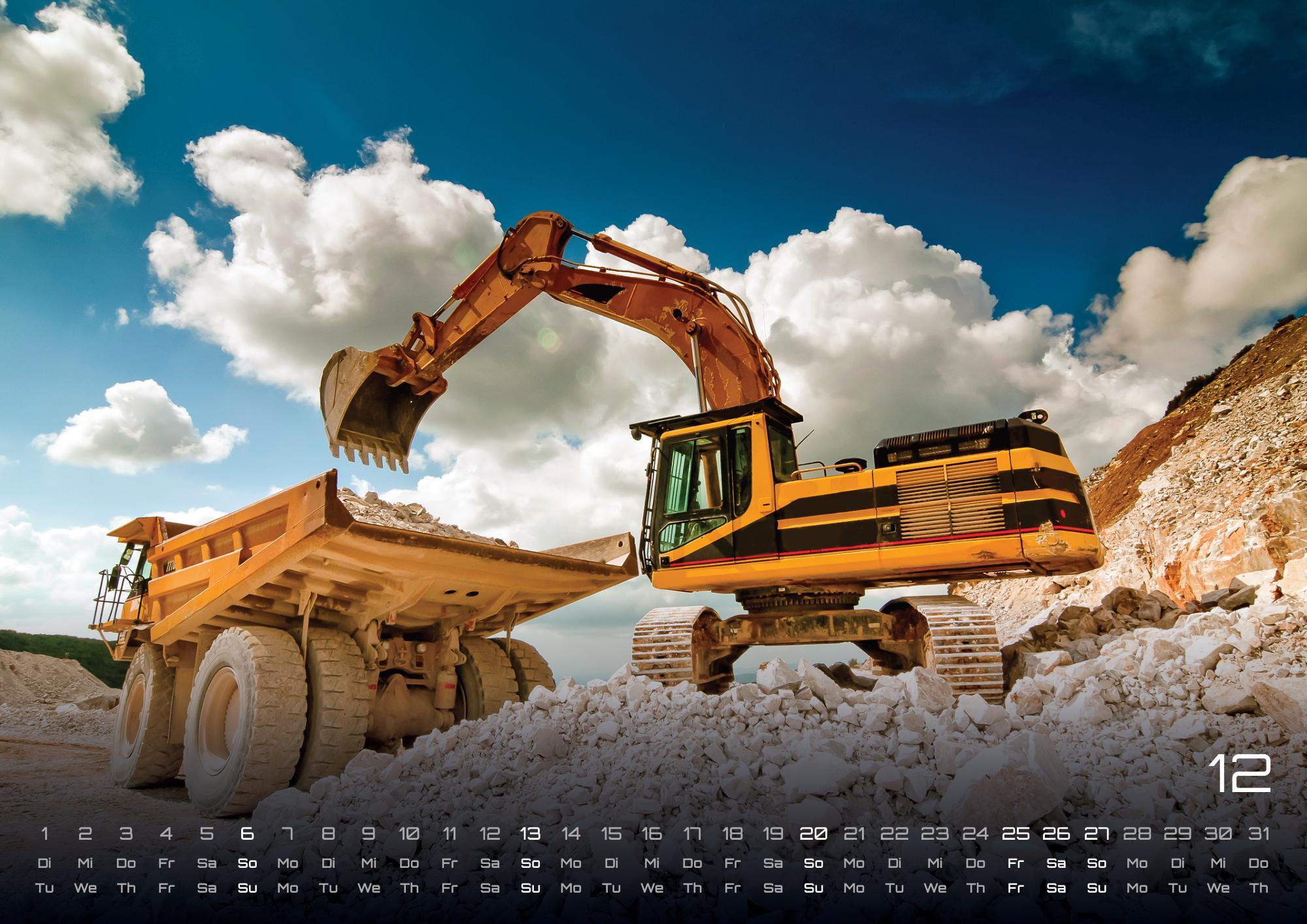 Beispielinhalt (Bild) Baumaschinen - gigantische Bauhelfer - 2026 - Kalender DIN A2