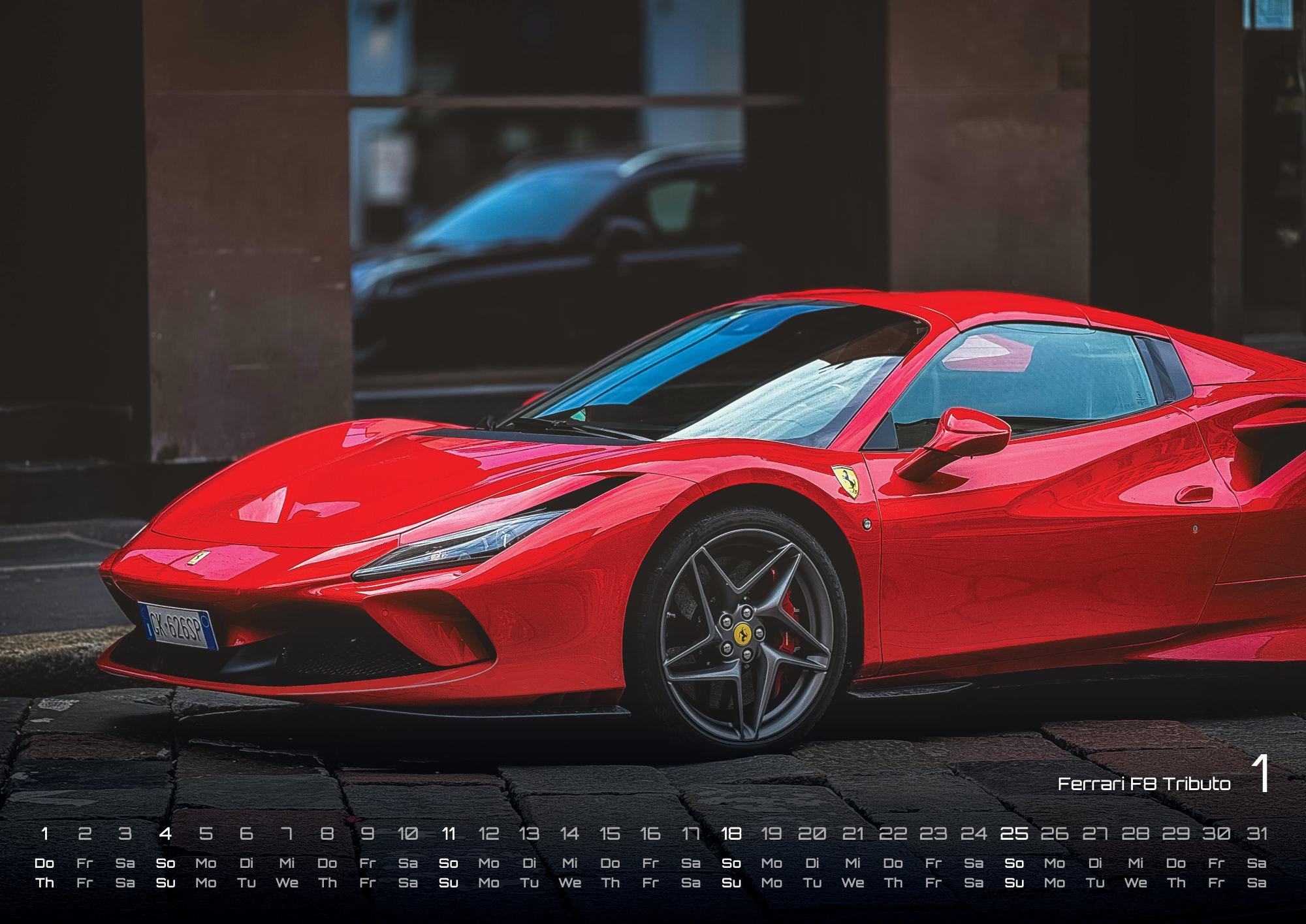 Beispielinhalt (Bild) Sportwagen - PS-Boliden - 2026 - Kalender DIN A2