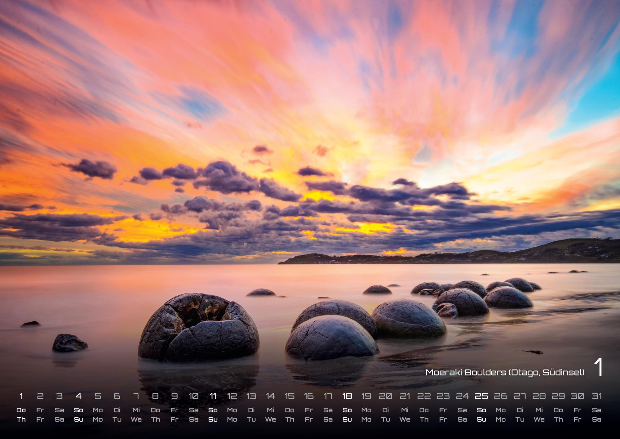 Beispielinhalt (Bild) Neuseeland - Das Land der langen weißen Wolke - 2026 - Kalender DIN A2