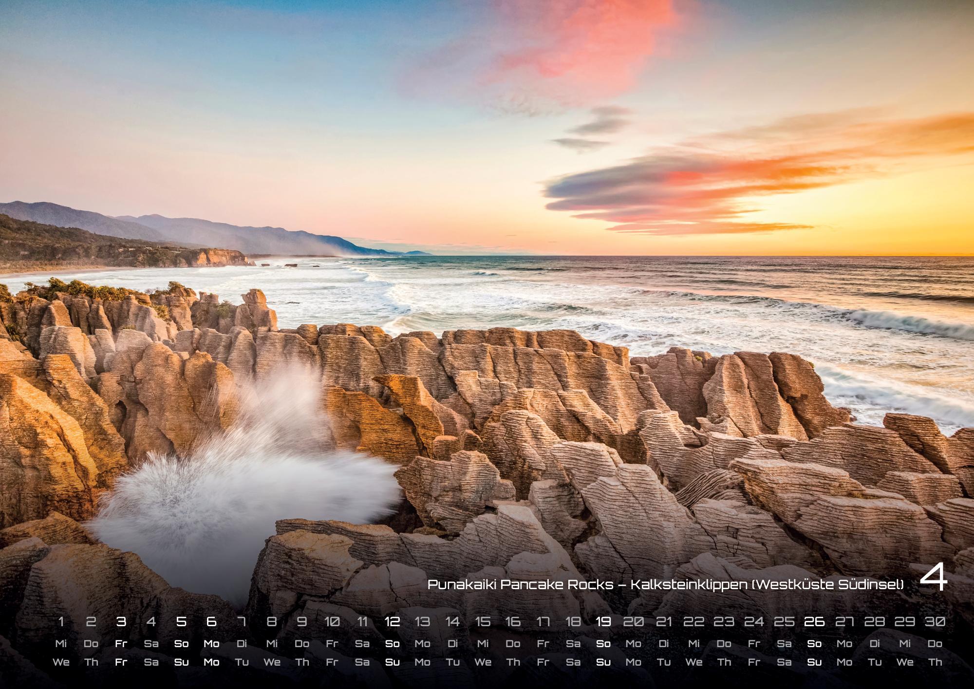Beispielinhalt (Bild) Neuseeland - Das Land der langen weißen Wolke - 2026 - Kalender DIN A2