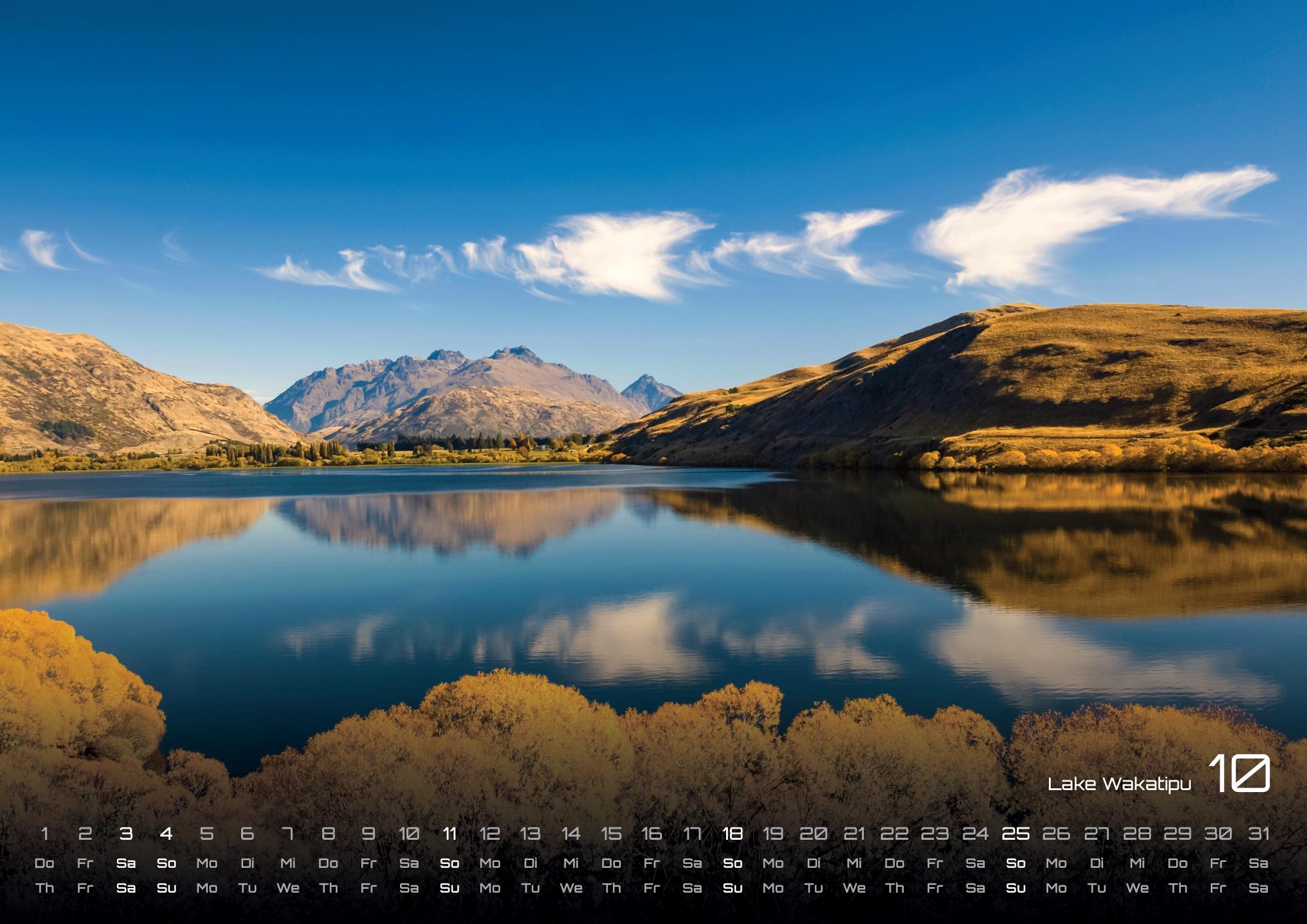 Beispielinhalt (Bild) Neuseeland - Das Land der langen weißen Wolke - 2026 - Kalender DIN A2