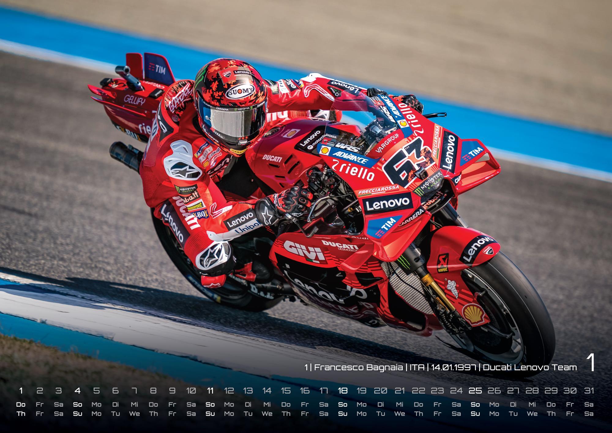 Beispielinhalt (Bild) Motorrad Grand Prix 2026 - Kalender | MotoGP DIN A2