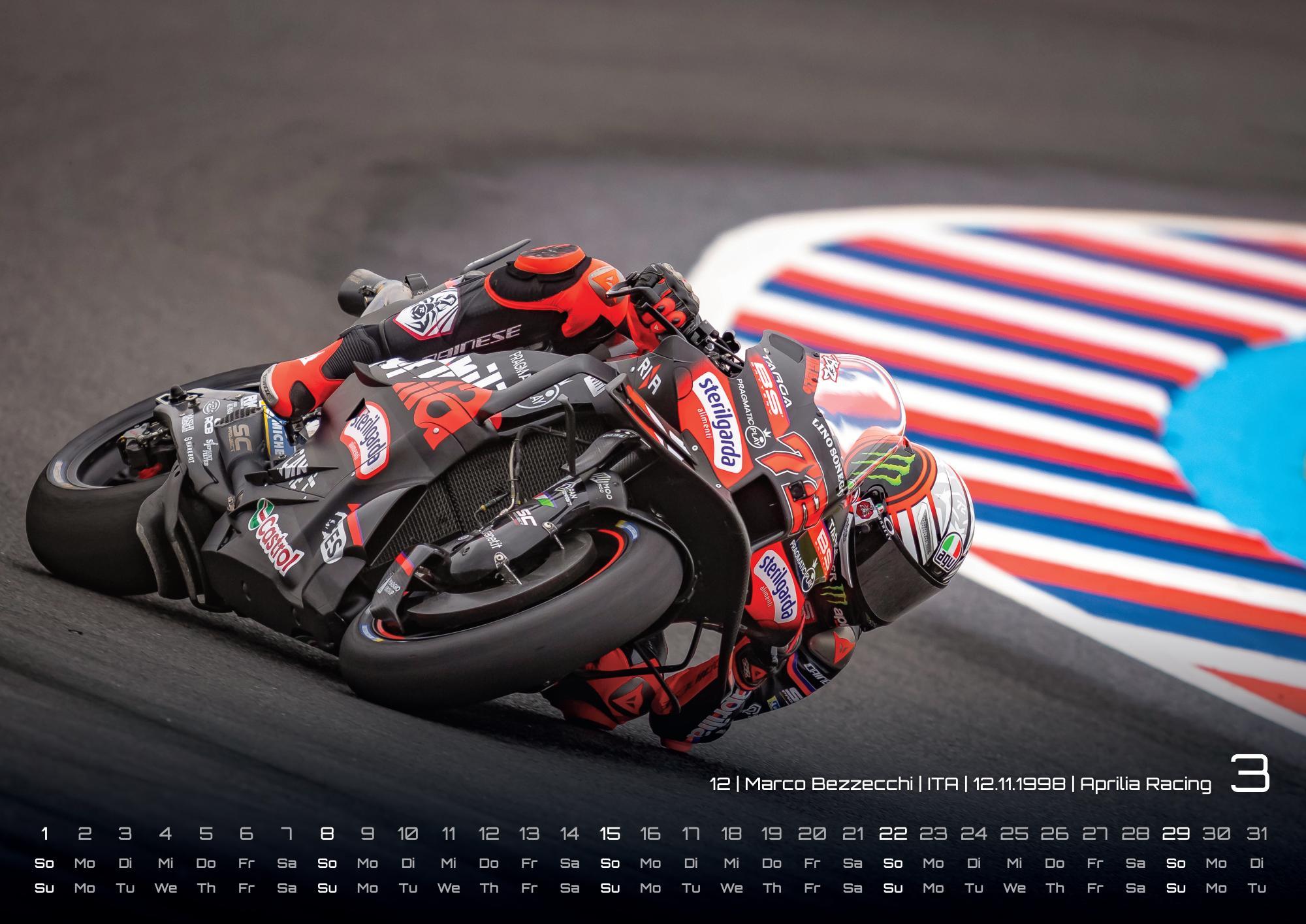 Beispielinhalt (Bild) Motorrad Grand Prix 2026 - Kalender | MotoGP DIN A2