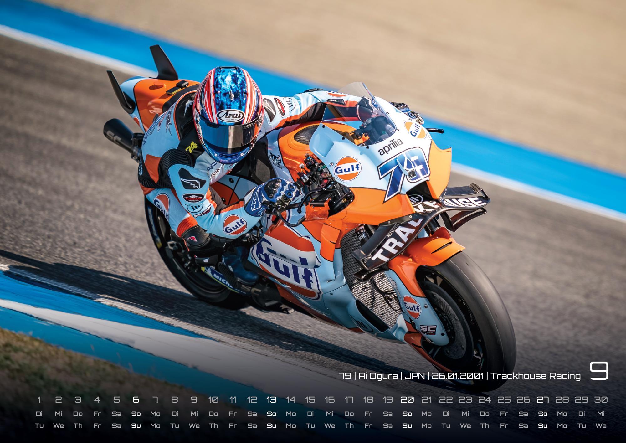Beispielinhalt (Bild) Motorrad Grand Prix 2026 - Kalender | MotoGP DIN A2