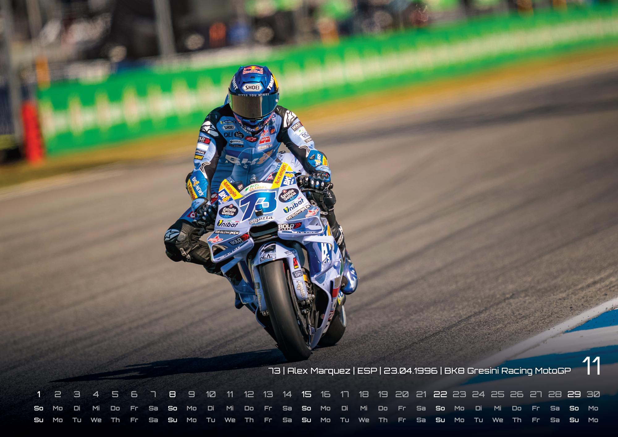 Beispielinhalt (Bild) Motorrad Grand Prix 2026 - Kalender | MotoGP DIN A2