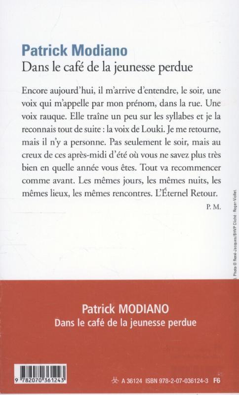 Rückseitencover Dans le café de la jeunesse perdue