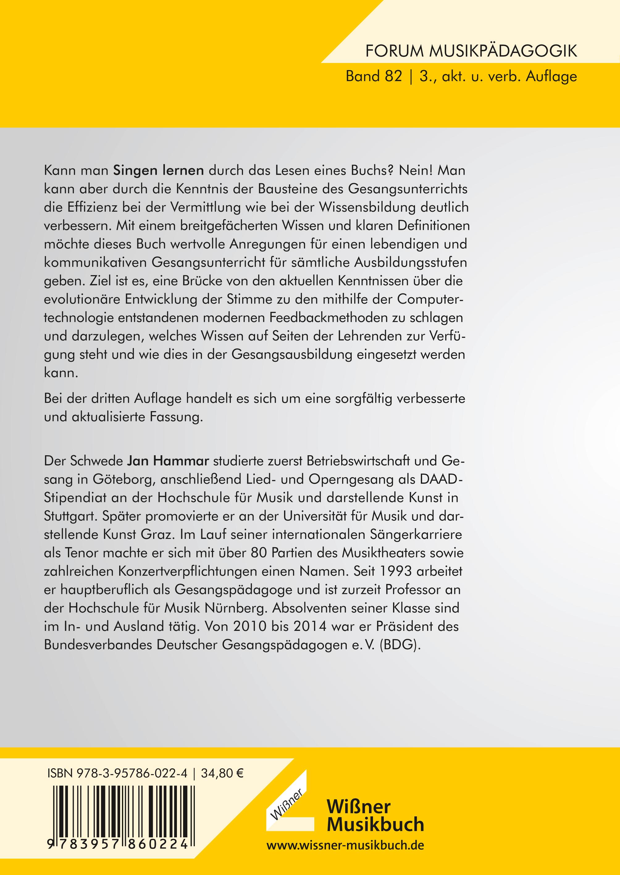 Rückseitencover Gesang lehren und lernen im Spannungsfeld zwischen Instinkt und Wissenschaft