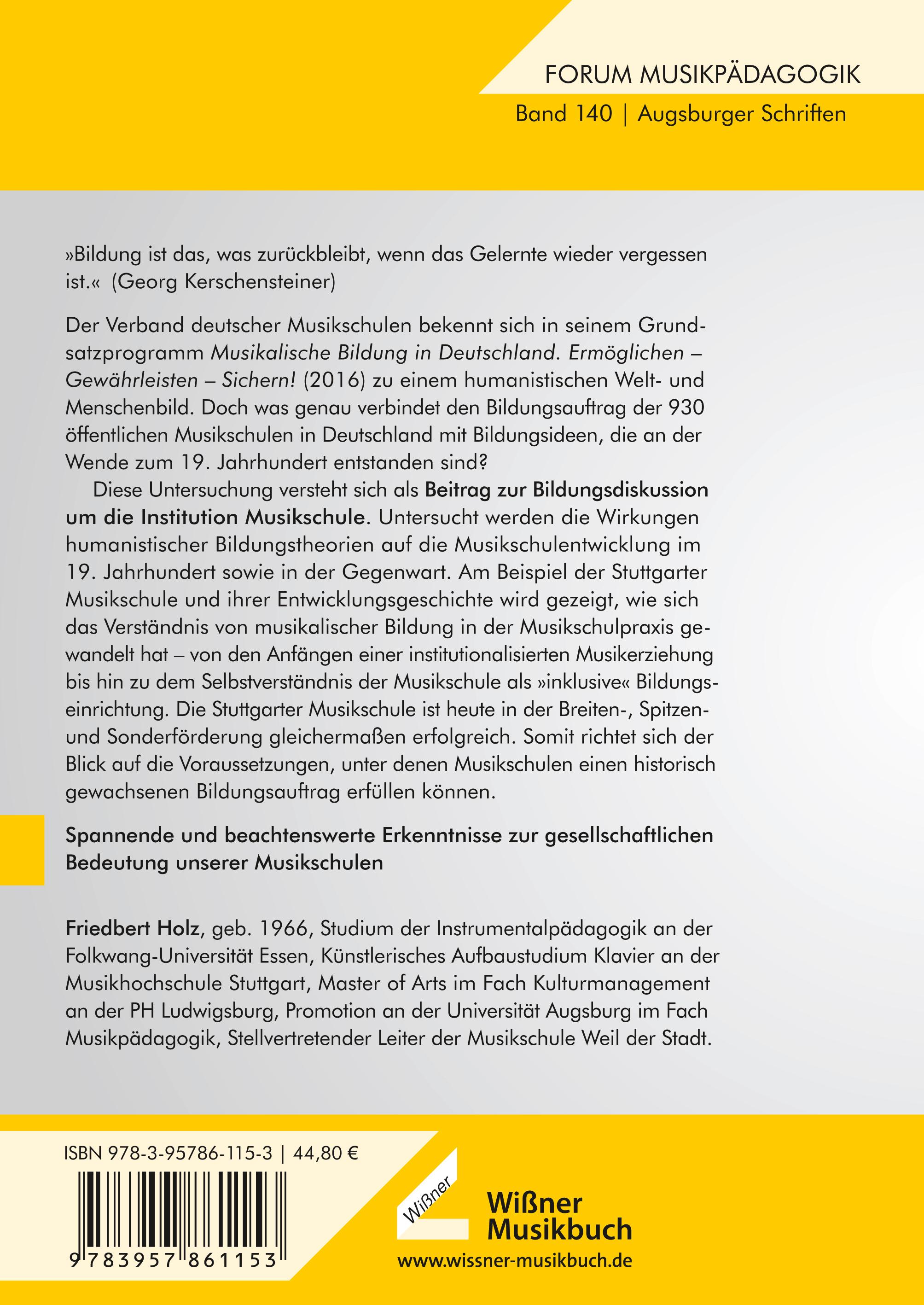 Rückseitencover Der Bildungsauftrag von Musikschulen
