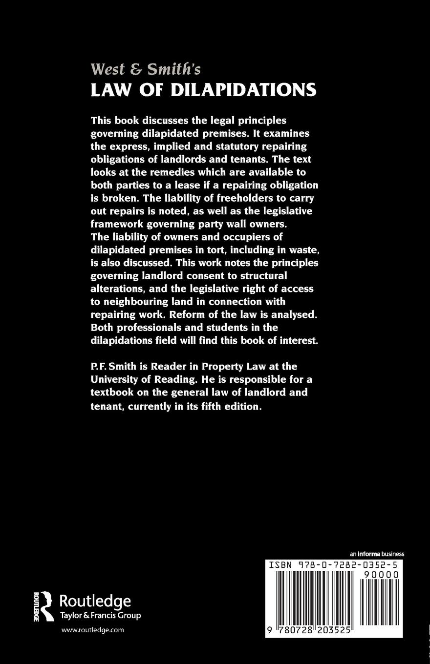 Rückseitencover West & Smith's Law of Dilapidations
