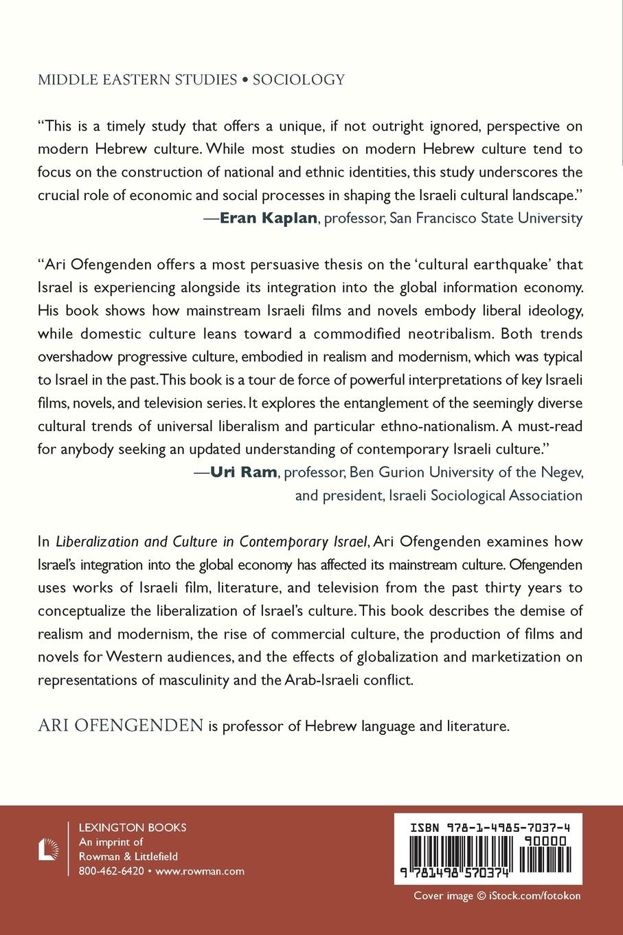 Rückseitencover Liberalization and Culture in Contemporary Israel