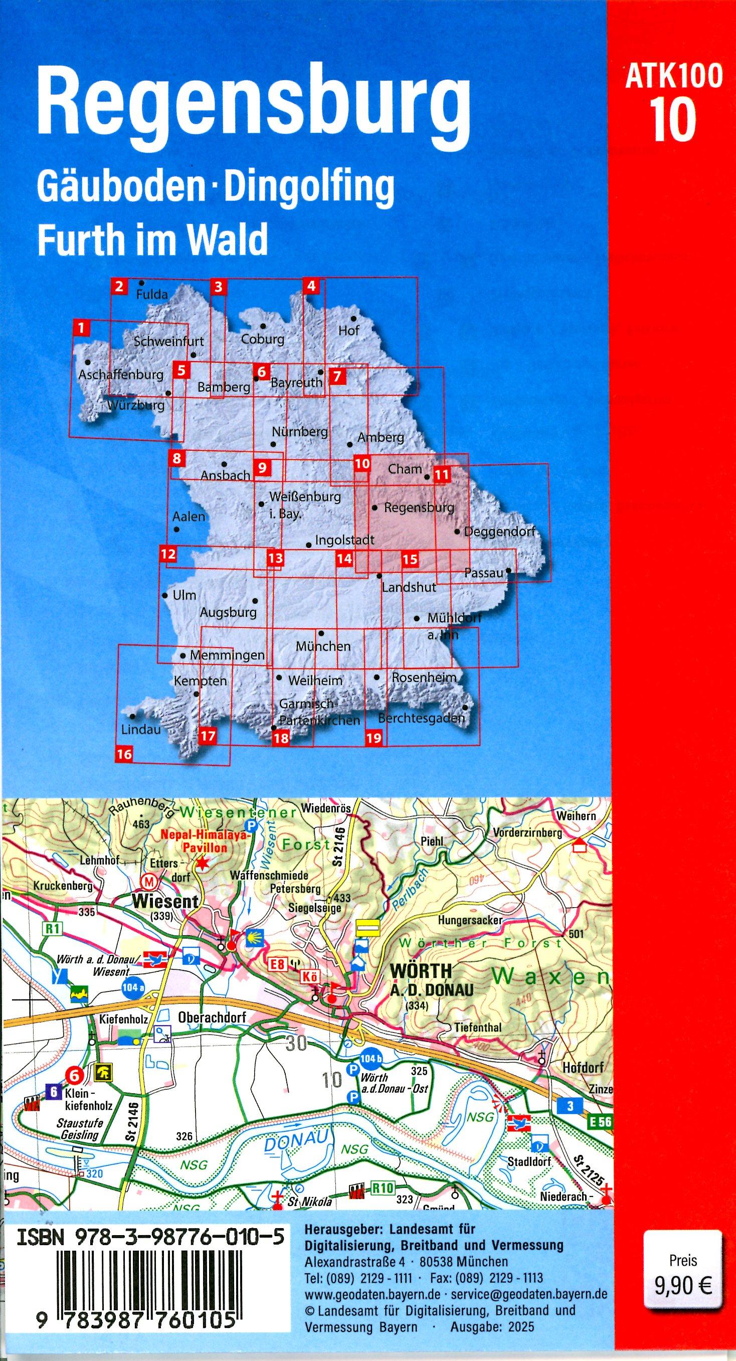 Beispielinhalt (Bild) ATK100-10 Regensburg (Amtliche Topographische Karte 1:100000)