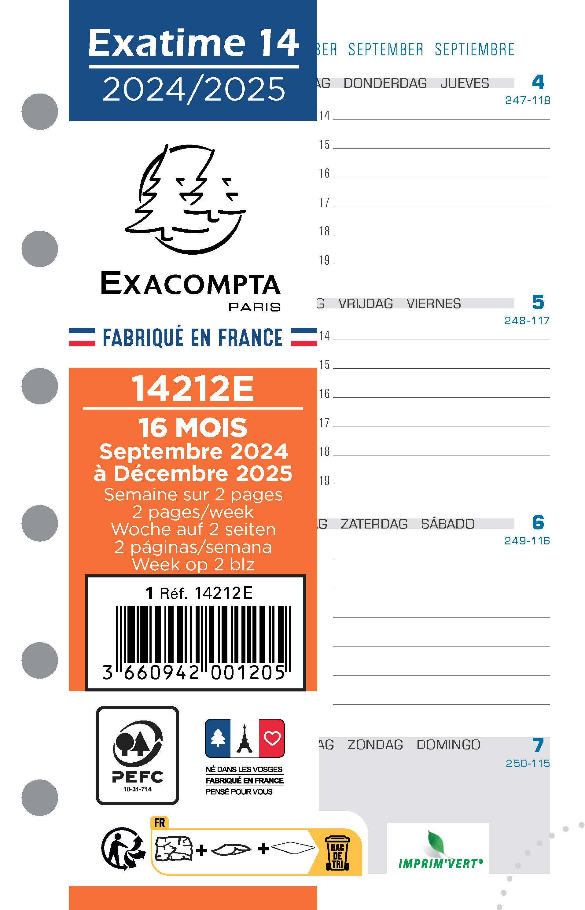 Beispielinhalt (Bild) Kalender 1 Woche 2 Seiten 16 Monate 2026