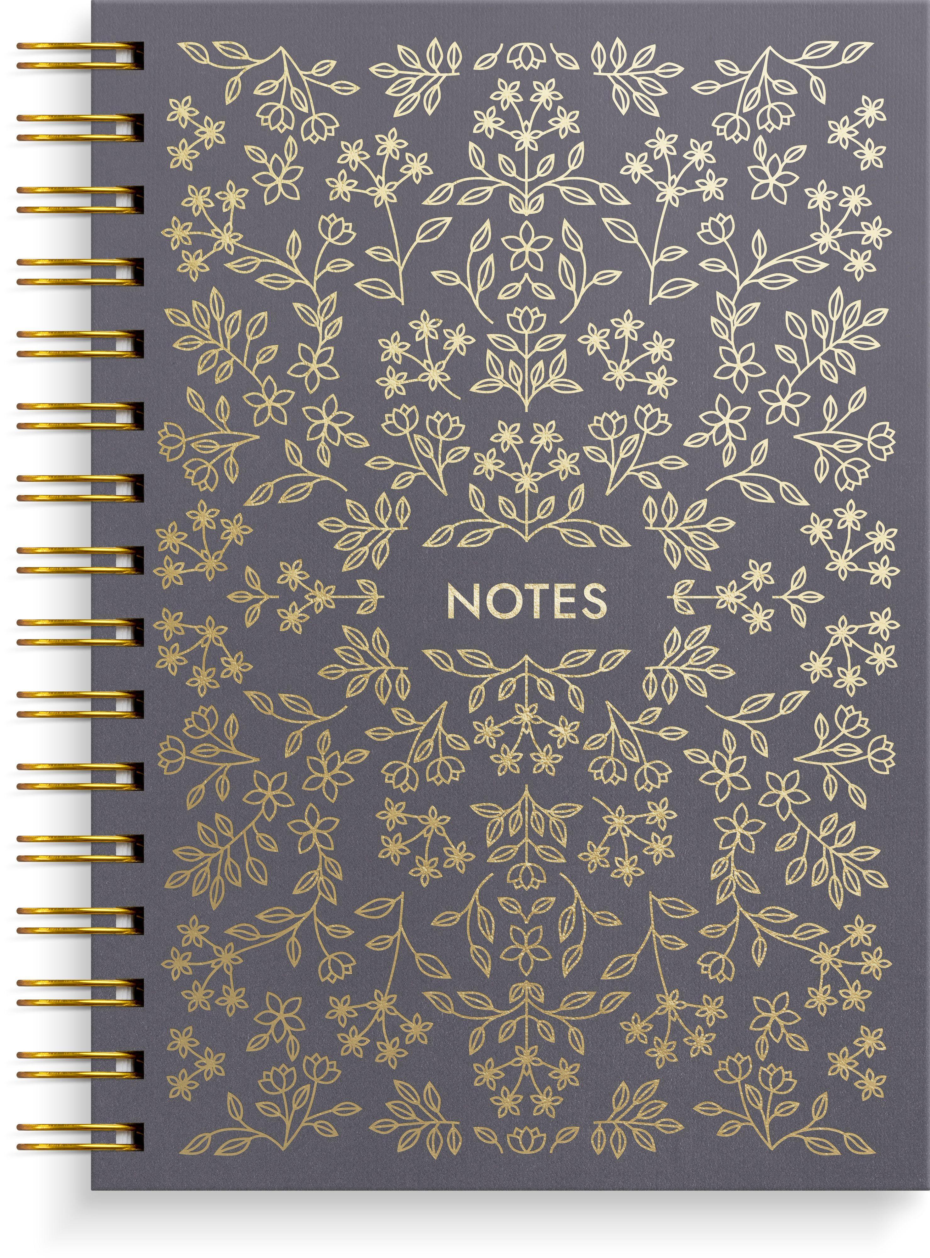 Vorderes Coverbild Burde Notizbuch A5 black flower