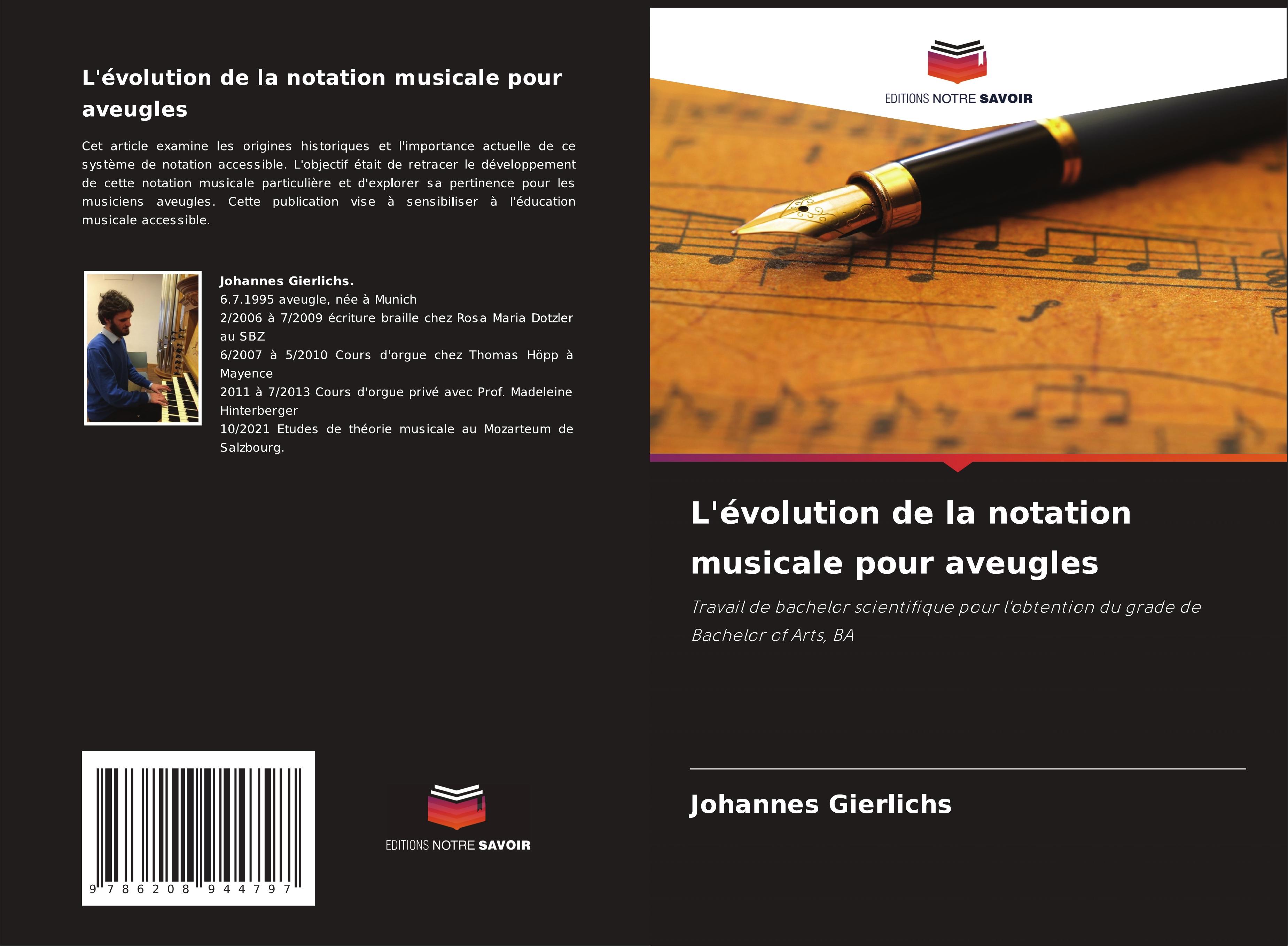 Vorderes Coverbild L'évolution de la notation musicale pour aveugles