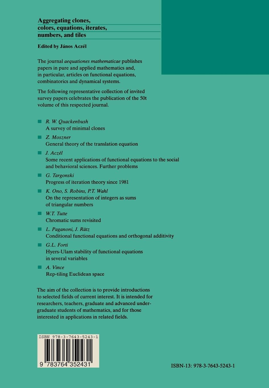 Rückseitencover Aggregating clones, colors, equations, iterates, numbers, and tiles