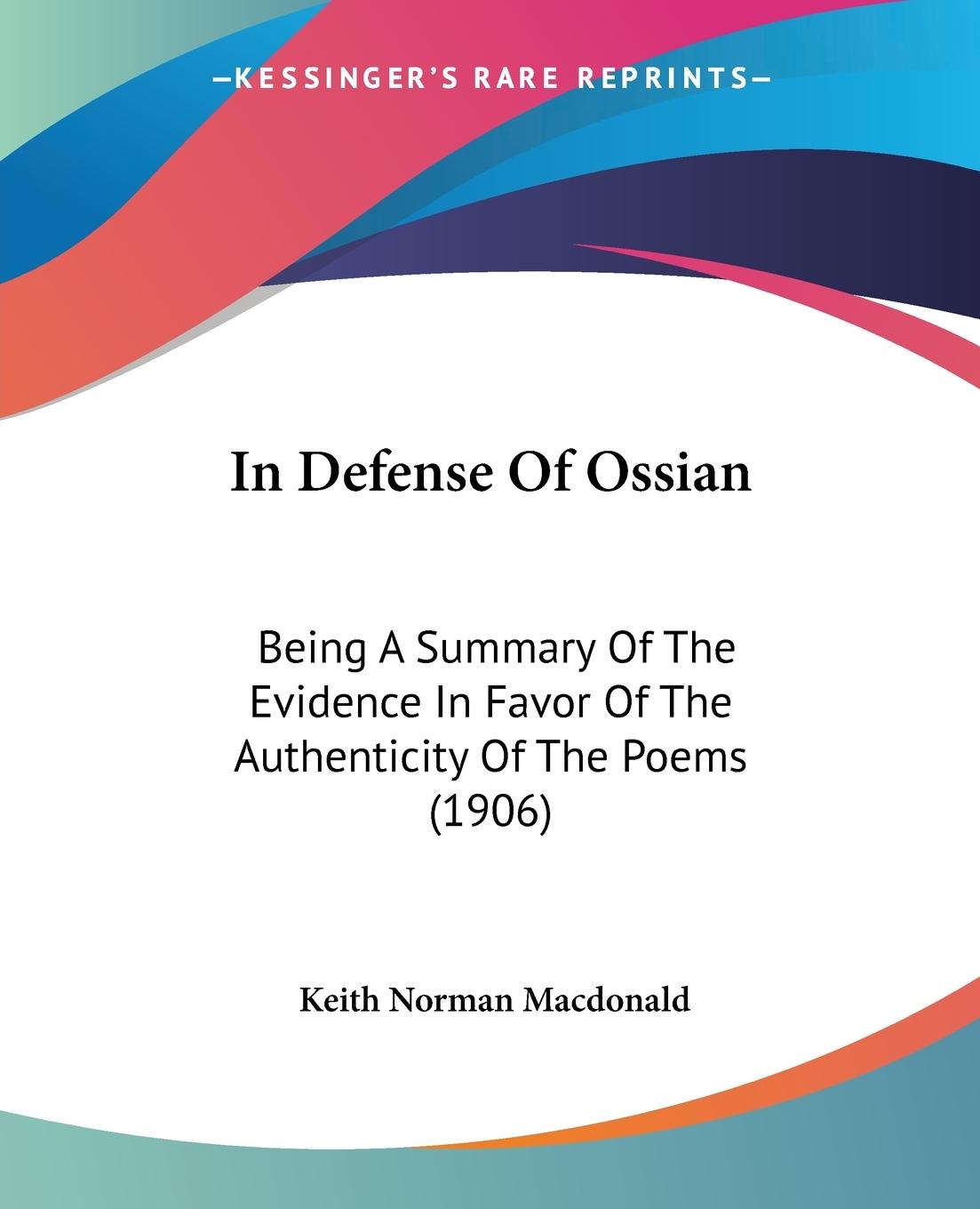 Vorderes Coverbild In Defense Of Ossian