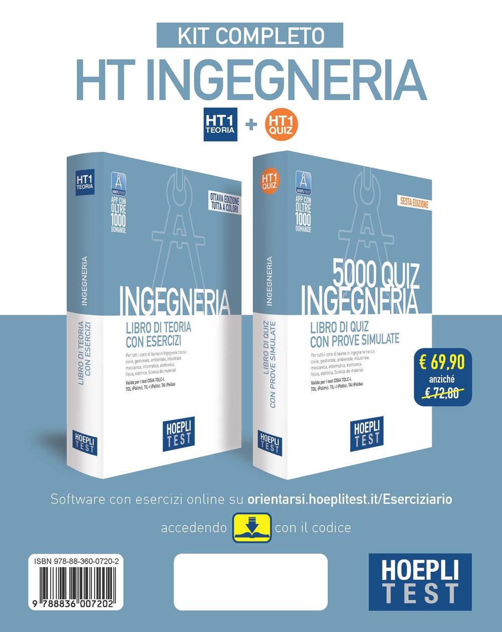 Vorderes Coverbild Hoepli test. Ingegneria. Kit completo: Libro di teoria con esercizi-5000 Quiz con prove simulate