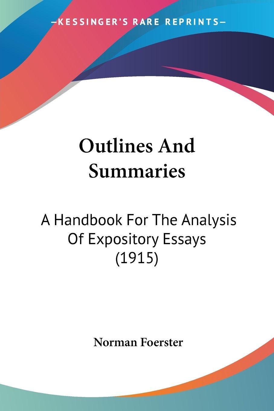 Vorderes Coverbild Outlines And Summaries