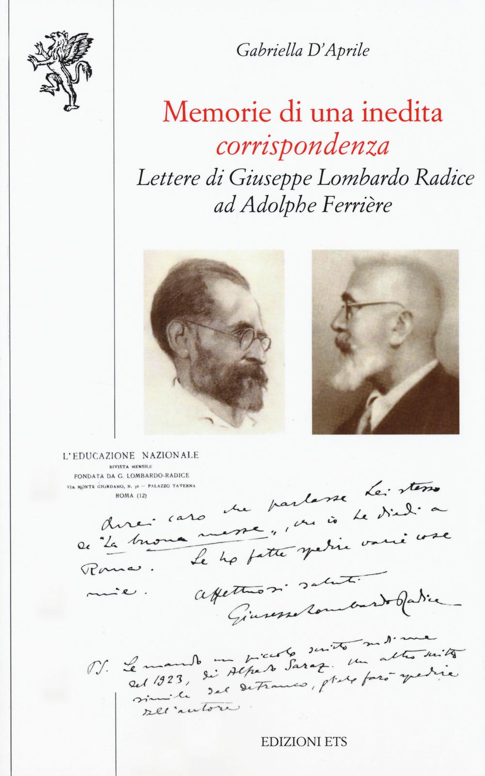 Vorderes Coverbild Memorie di una inedita corrispondenza. Lettere di Giuseppe Lombardo Radice ad Adolphe Ferrière