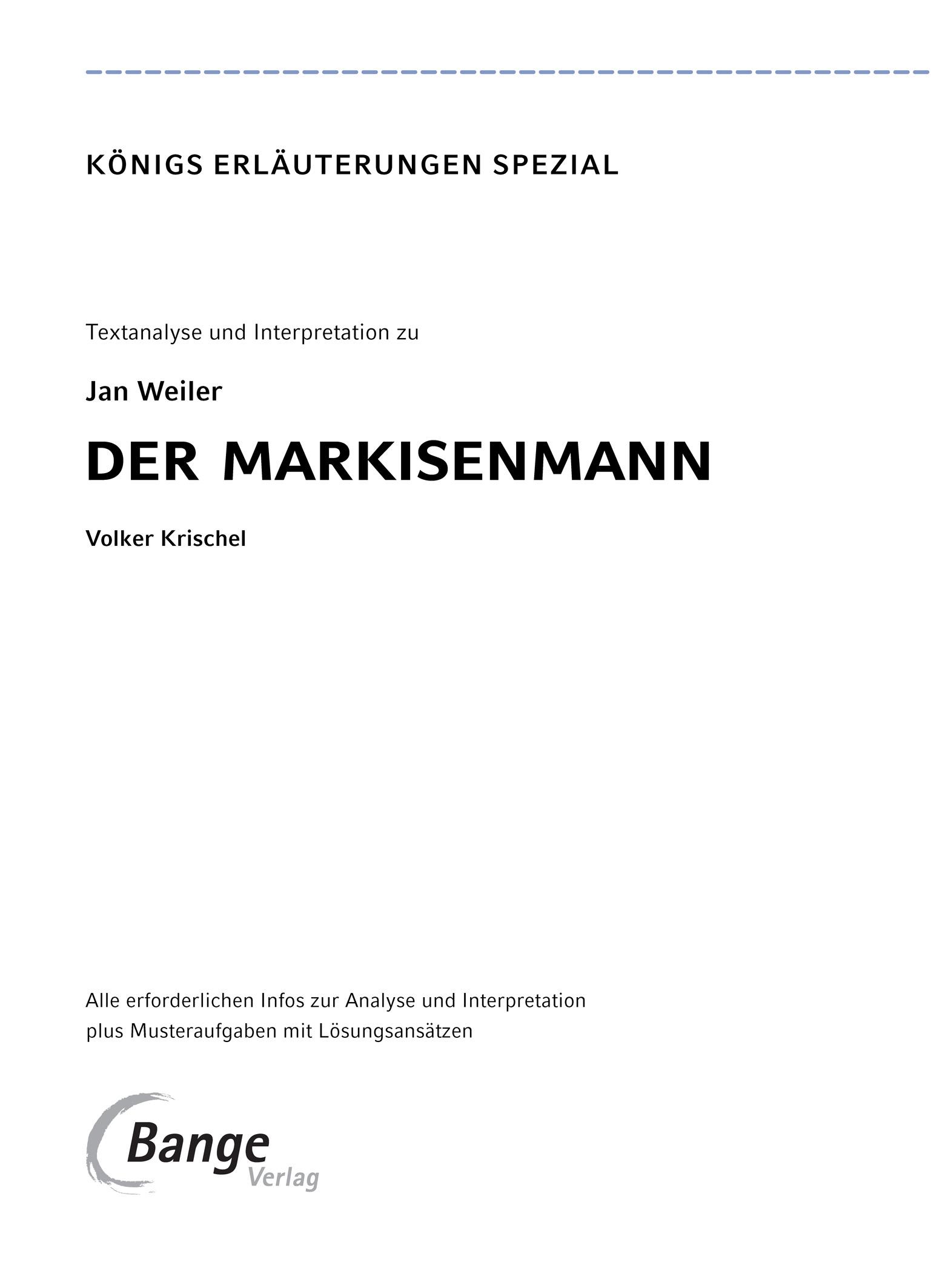 Beispielinhalt (Bild) Der Markisenmann von Jan Weiler - Textanalyse und Interpretation