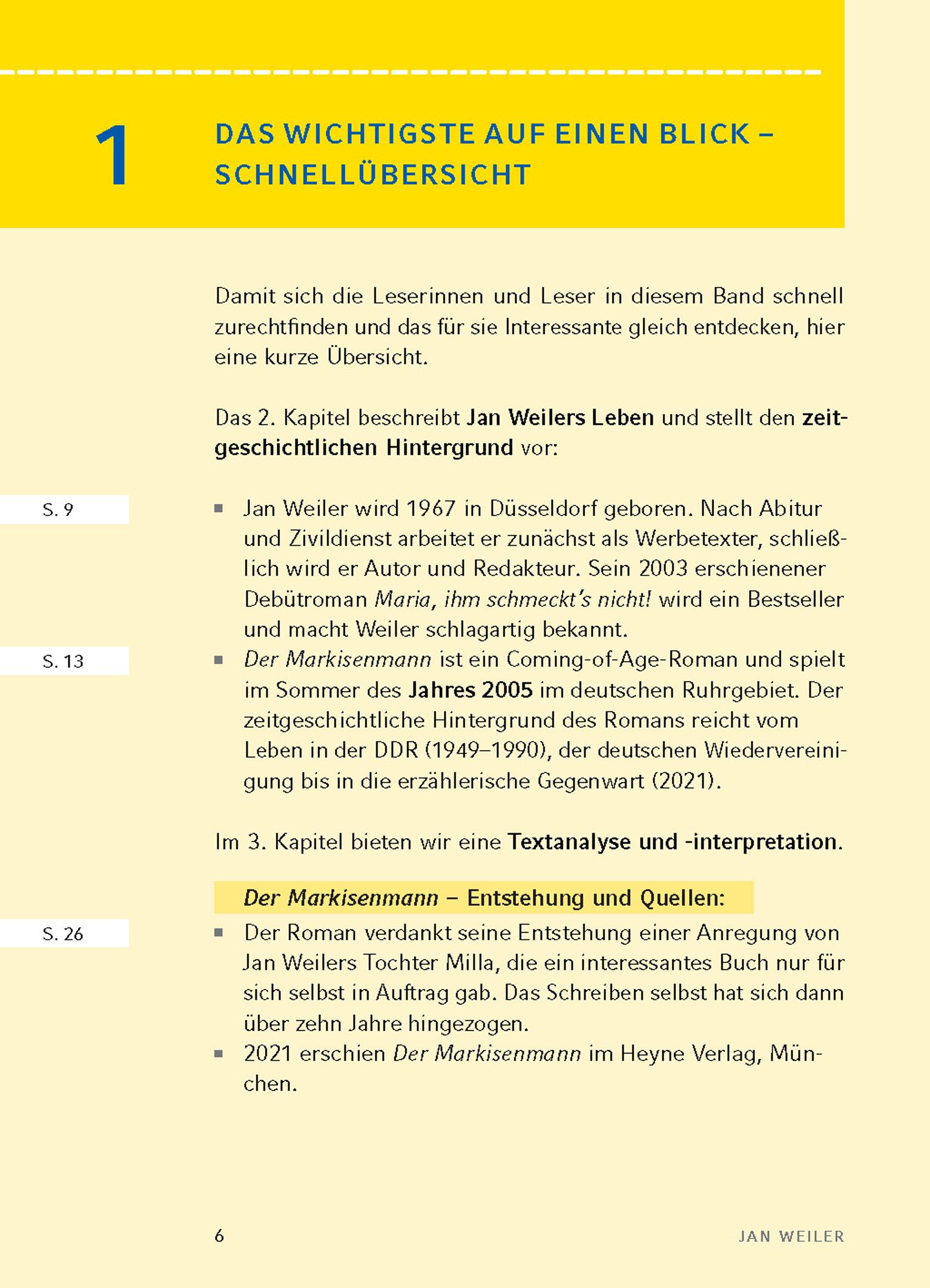 Beispielinhalt (Bild) Der Markisenmann von Jan Weiler - Textanalyse und Interpretation