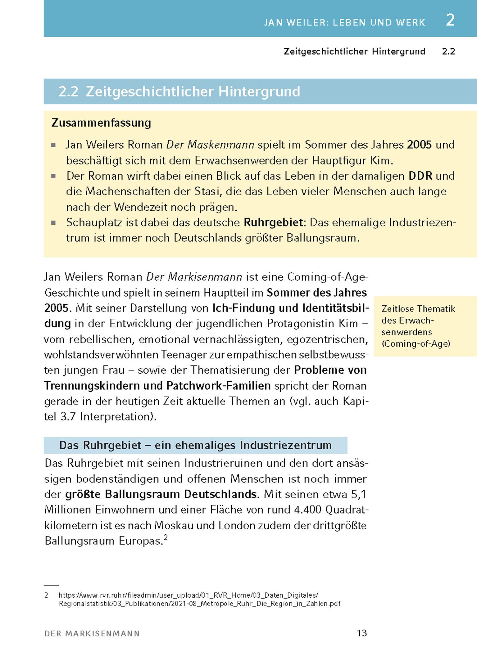 Beispielinhalt (Bild) Der Markisenmann von Jan Weiler - Textanalyse und Interpretation