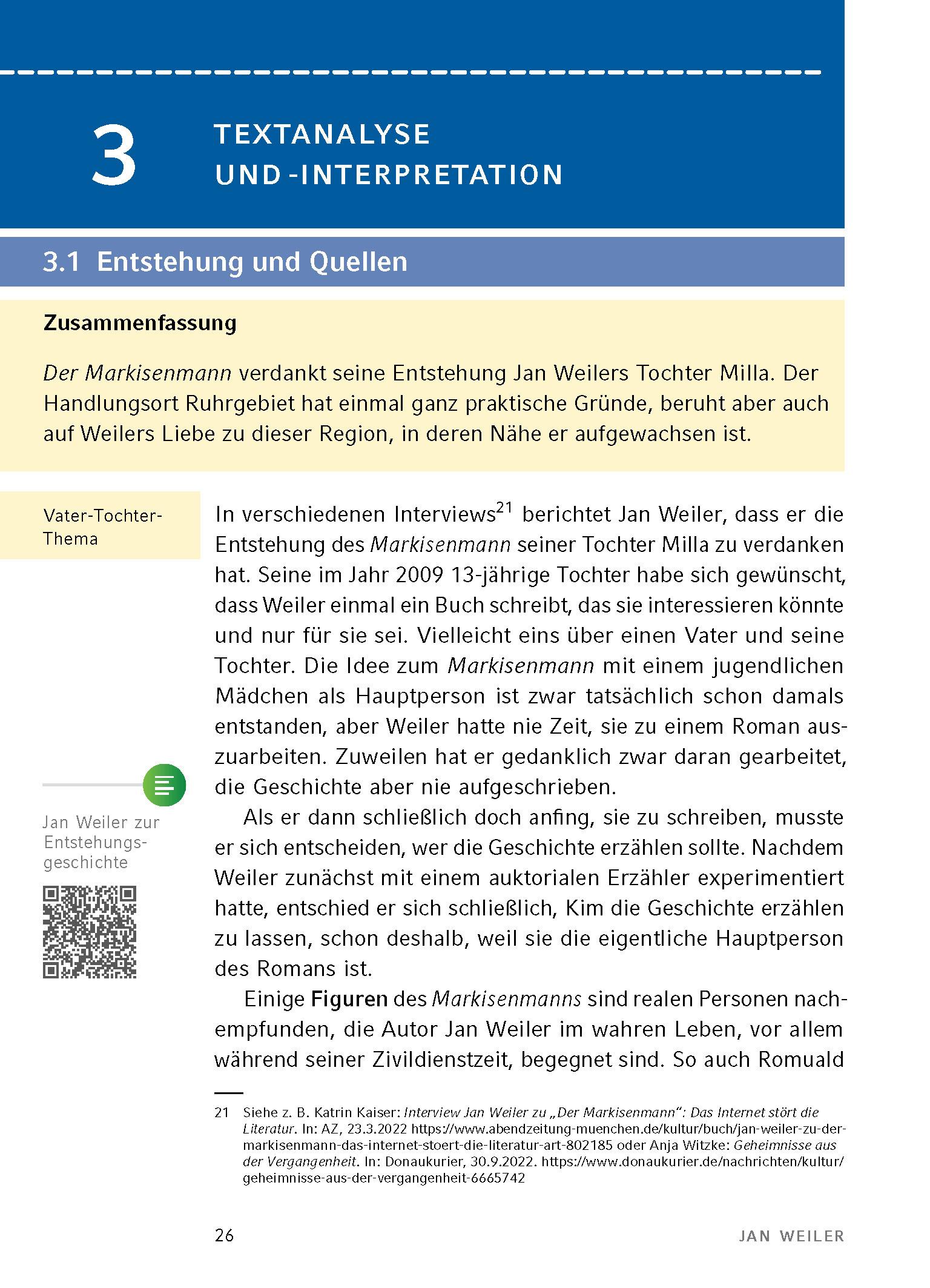 Beispielinhalt (Bild) Der Markisenmann von Jan Weiler - Textanalyse und Interpretation