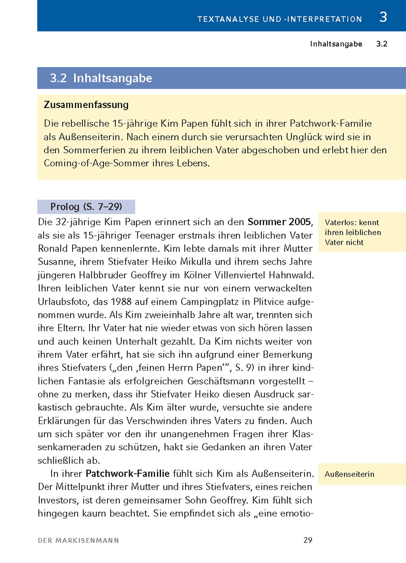 Beispielinhalt (Bild) Der Markisenmann von Jan Weiler - Textanalyse und Interpretation