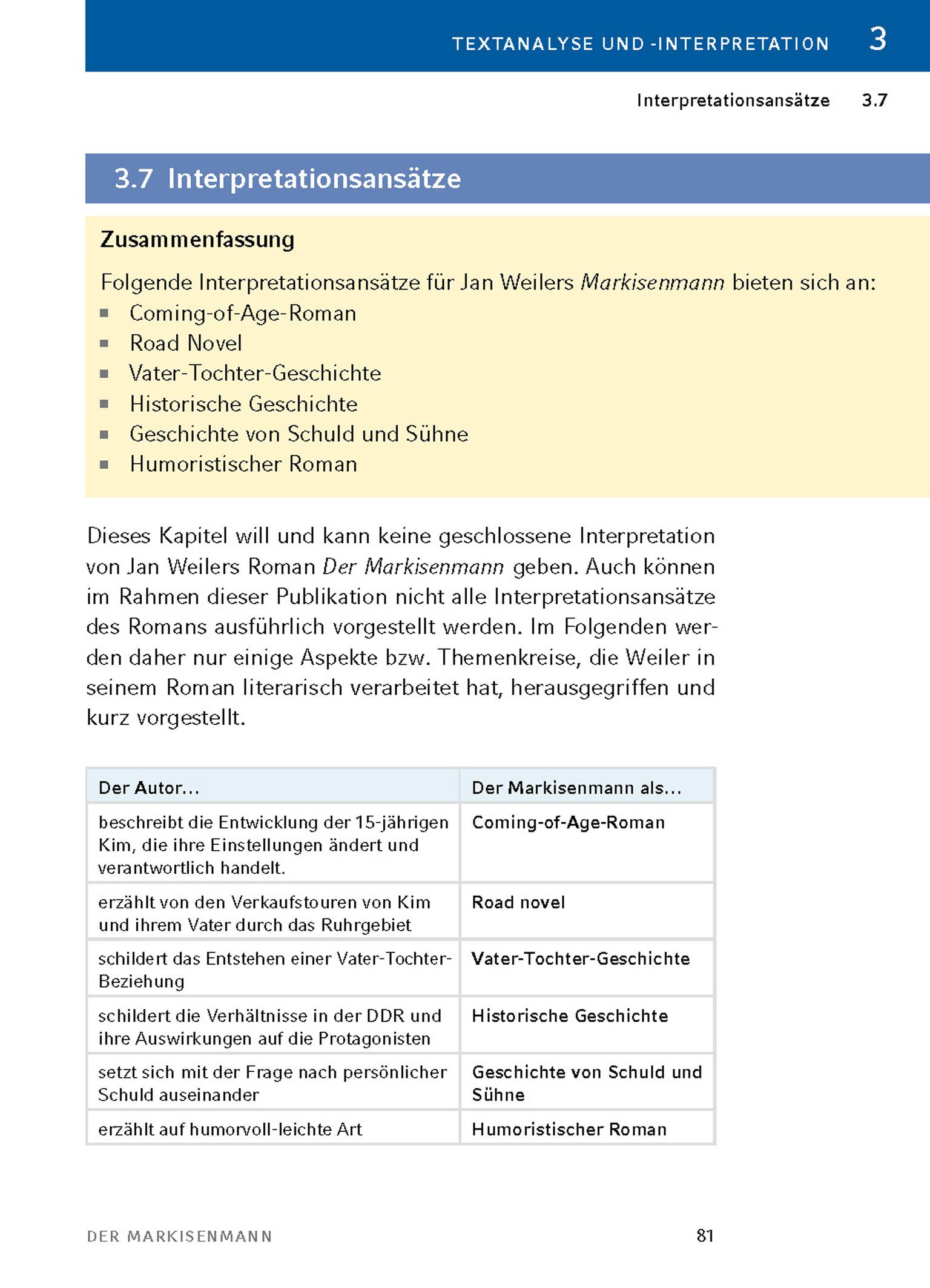 Beispielinhalt (Bild) Der Markisenmann von Jan Weiler - Textanalyse und Interpretation
