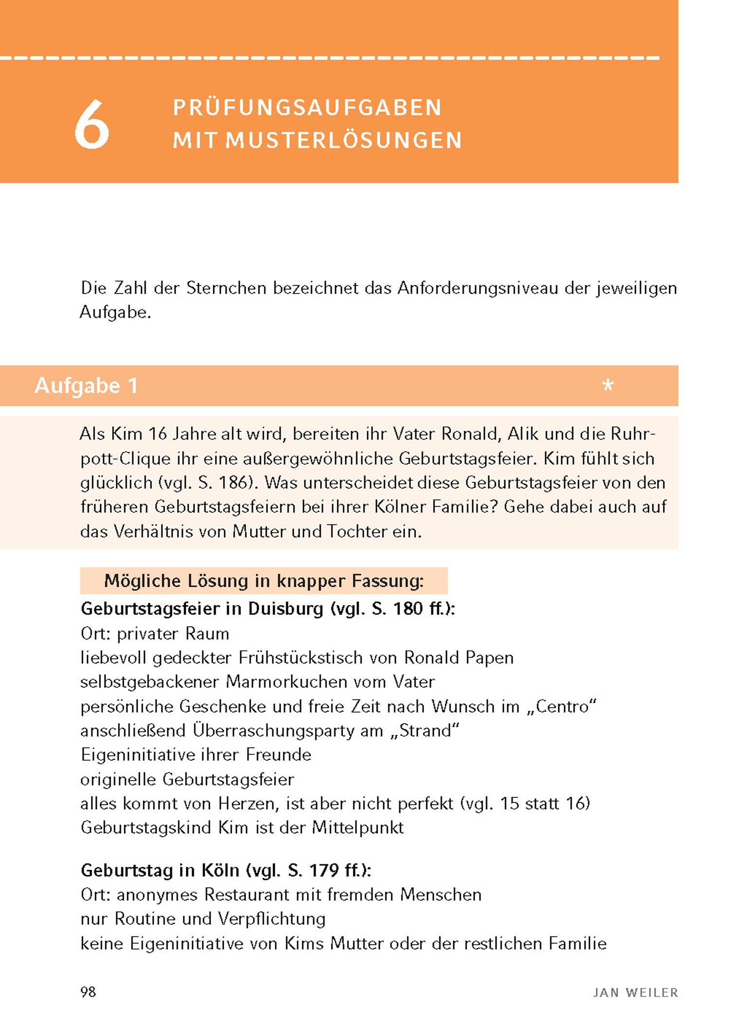 Beispielinhalt (Bild) Der Markisenmann von Jan Weiler - Textanalyse und Interpretation