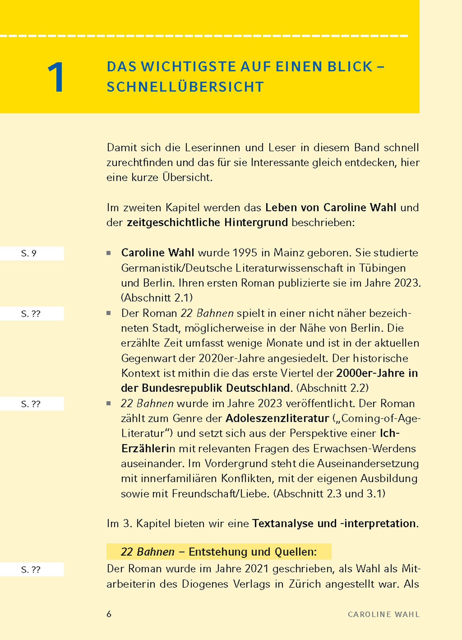 Beispielinhalt (Bild) 22 Bahnen von Caroline Wahl - Textanalyse und Interpretation
