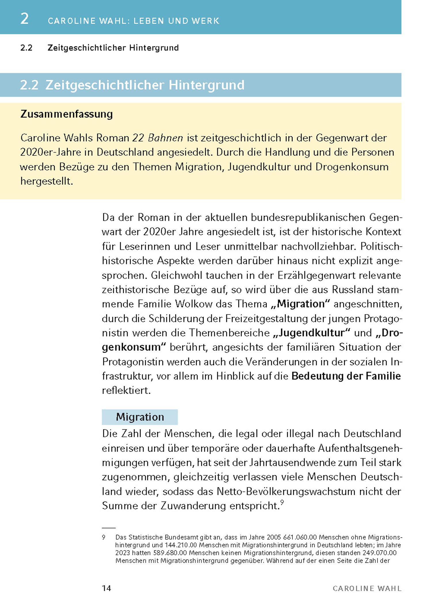 Beispielinhalt (Bild) 22 Bahnen von Caroline Wahl - Textanalyse und Interpretation