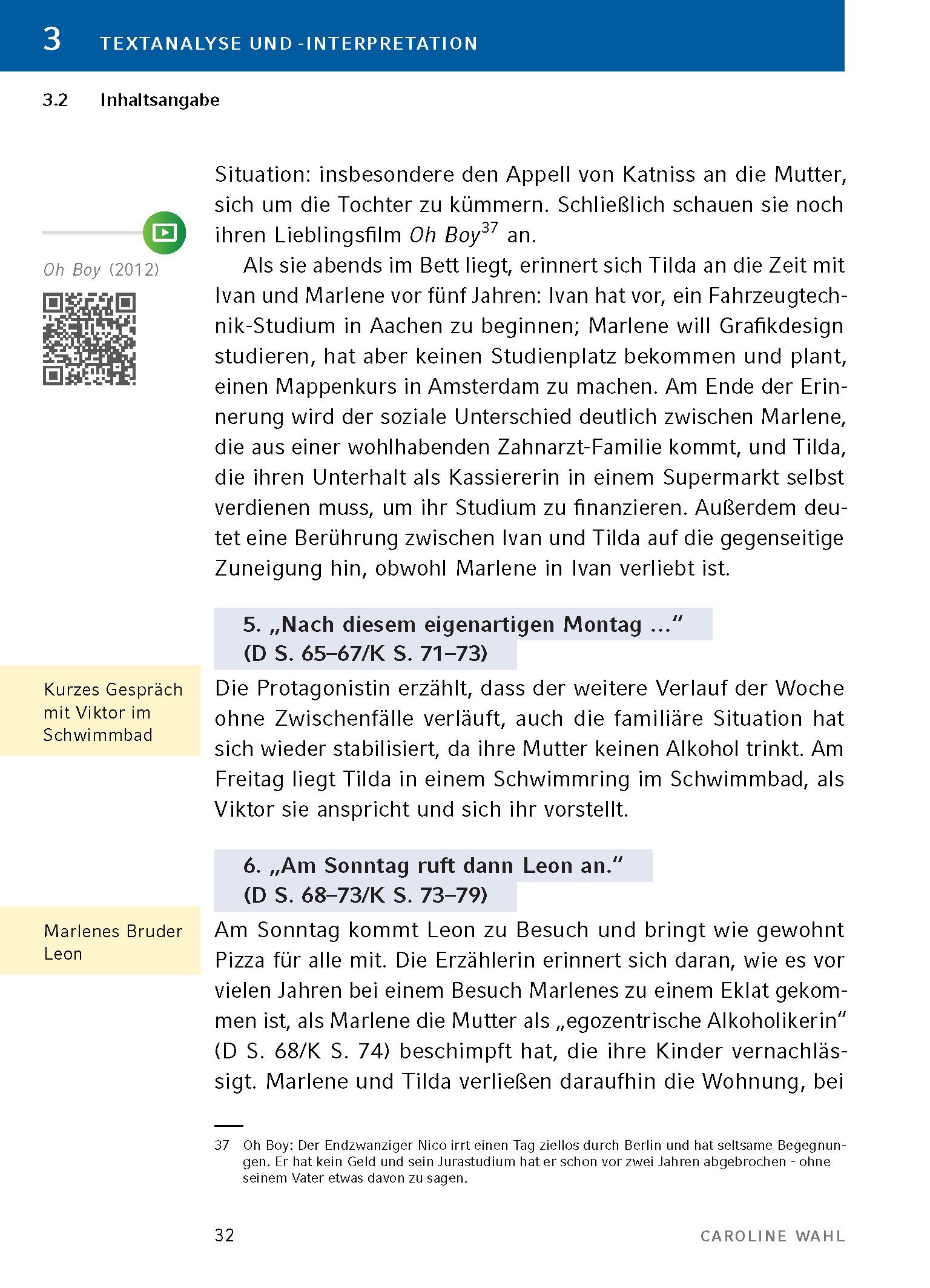 Beispielinhalt (Bild) 22 Bahnen von Caroline Wahl - Textanalyse und Interpretation