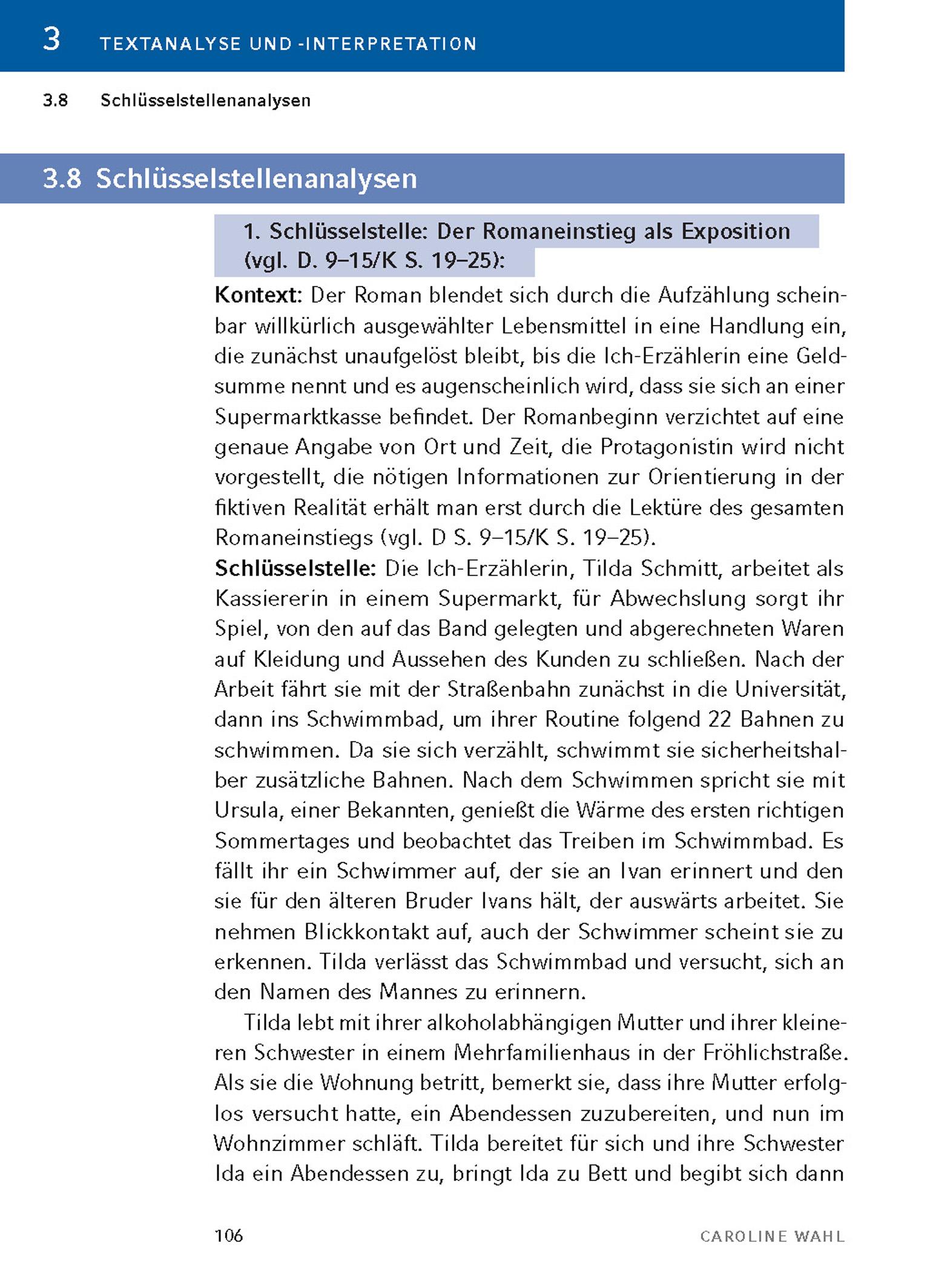 Beispielinhalt (Bild) 22 Bahnen von Caroline Wahl - Textanalyse und Interpretation