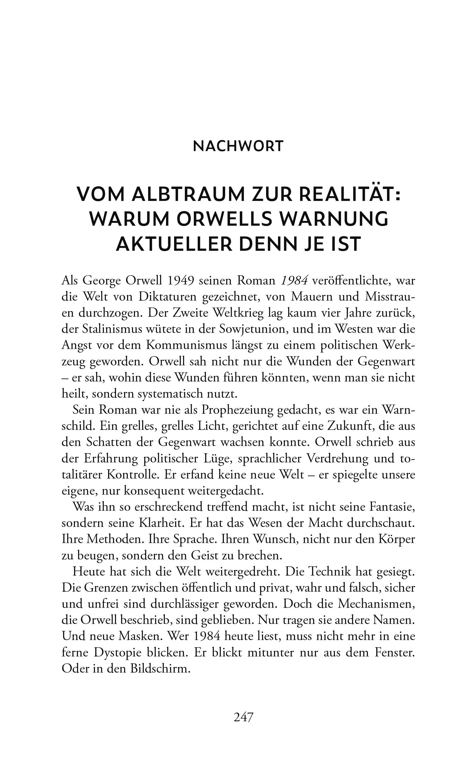 Beispielinhalt (Bild) 1984. Ein dystopischer Roman. George Orwell