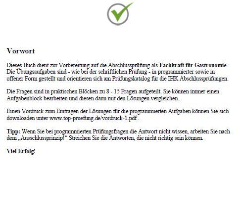 Beispielinhalt (Bild) Top Prüfung Fachkraft für Gastronomie