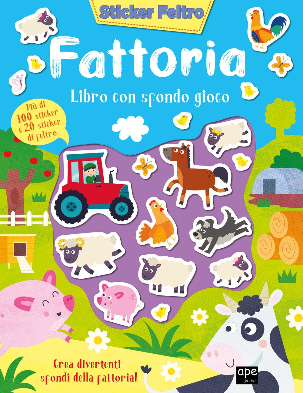 Vorderes Coverbild Fattoria. Sticker feltro. Libro con sfondo gioco