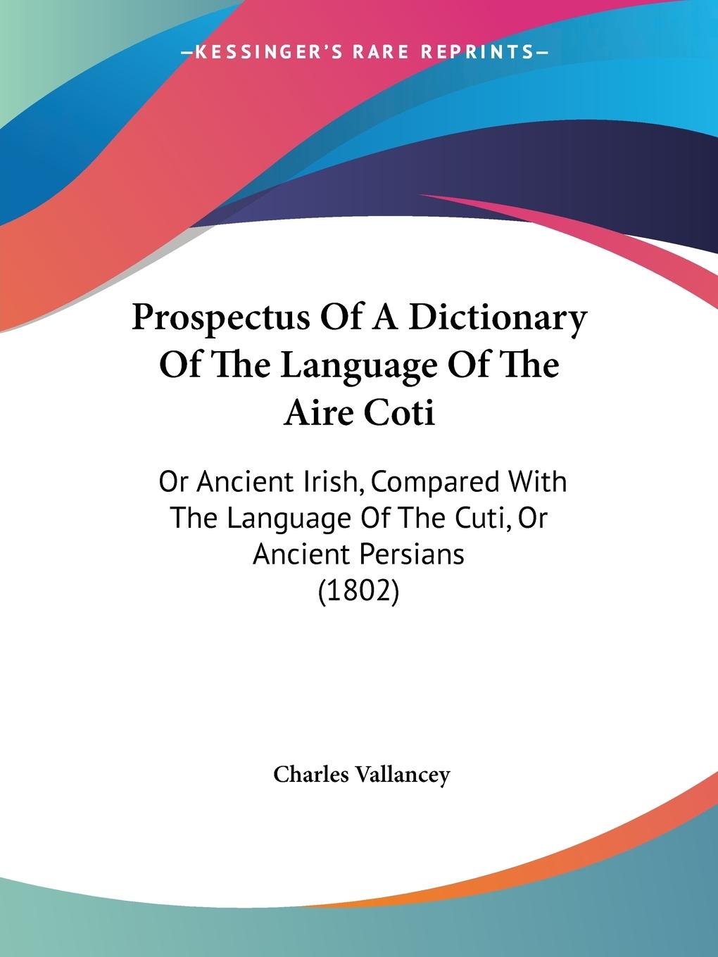 Vorderes Coverbild Prospectus Of A Dictionary Of The Language Of The Aire Coti