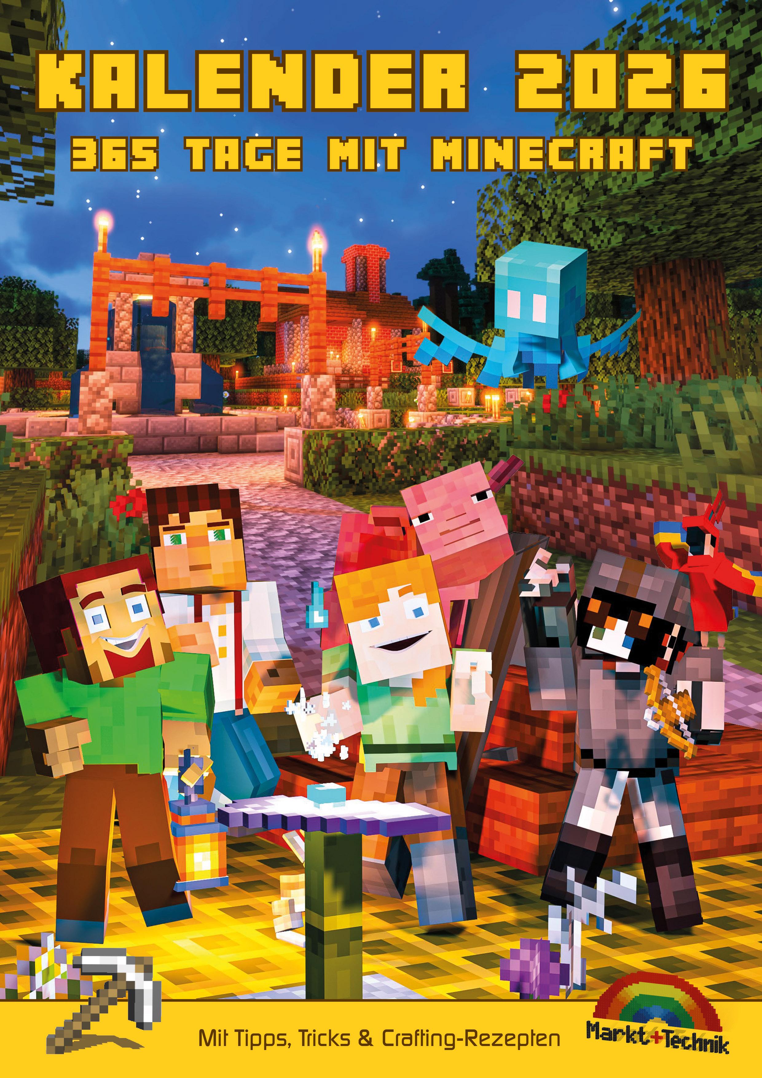 Vorderes Coverbild Kalender 2026 - 365 Tage mit Minecraft; inklusive Tipps, Tricks & Crafting Rezepten im DIN A4 Format