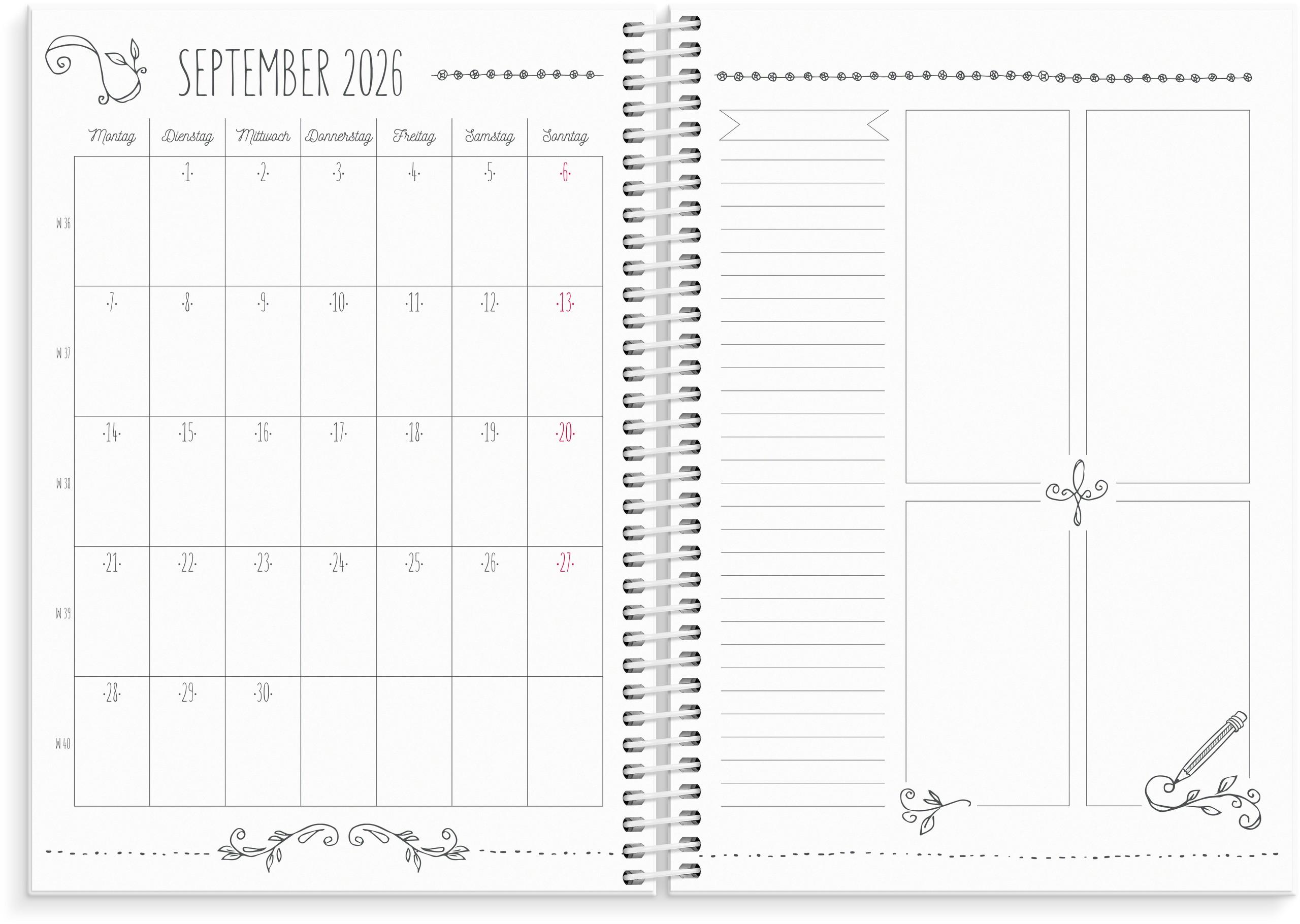 Beispielinhalt (Bild) Burde Kalender Doodle 2026