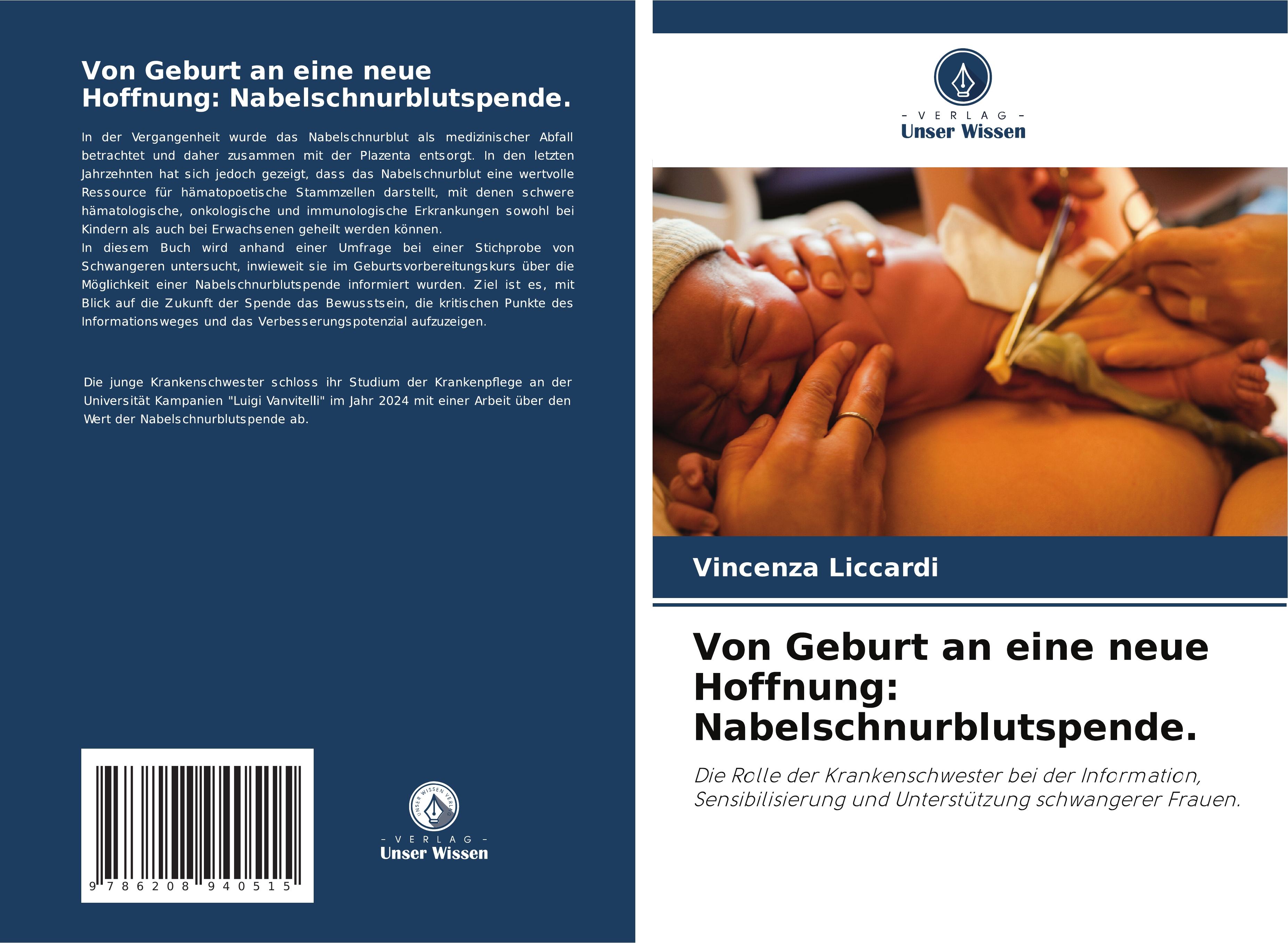 Vorderes Coverbild Von Geburt an eine neue Hoffnung: Nabelschnurblutspende.
