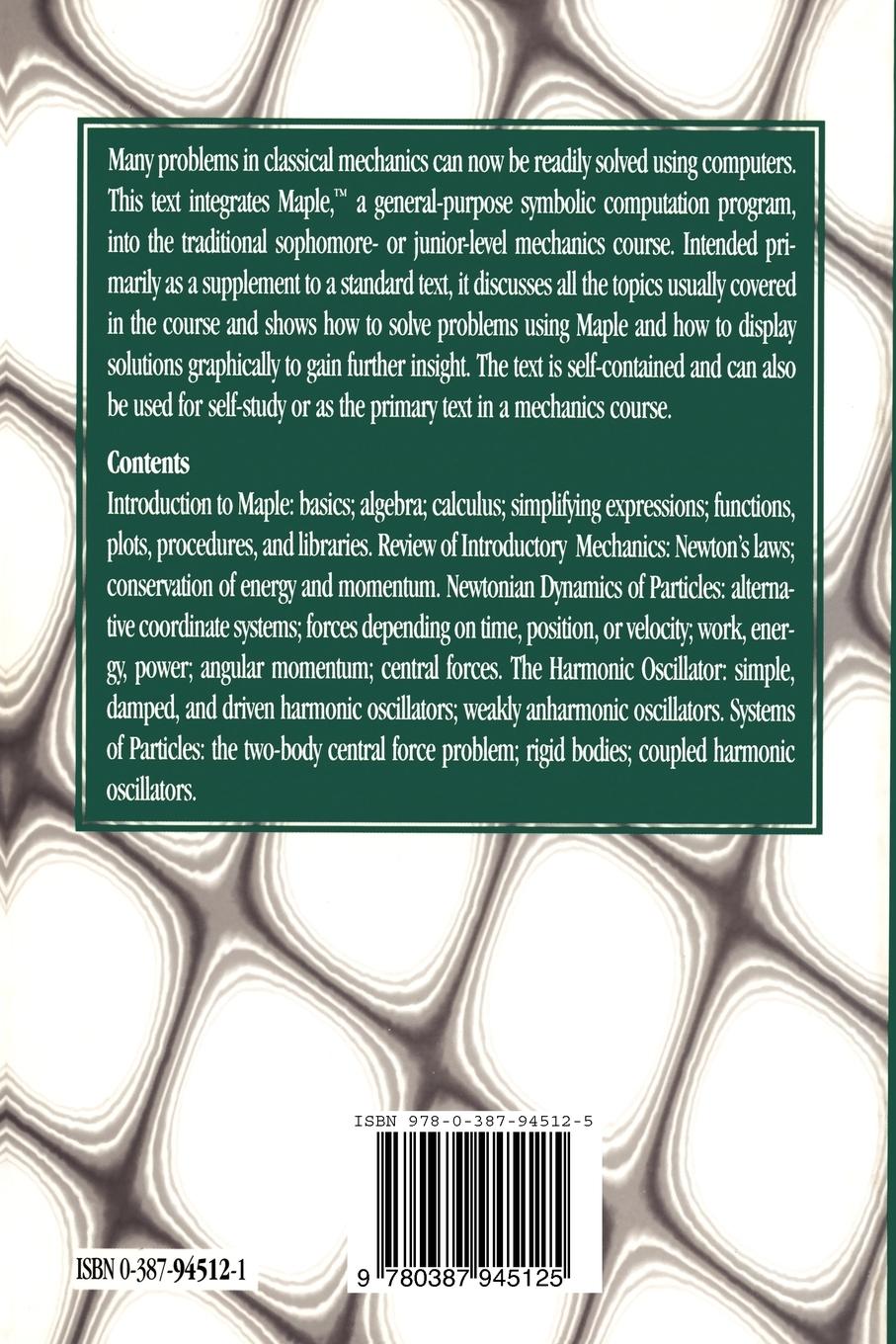 Rückseitencover Classical Mechanics with Maple