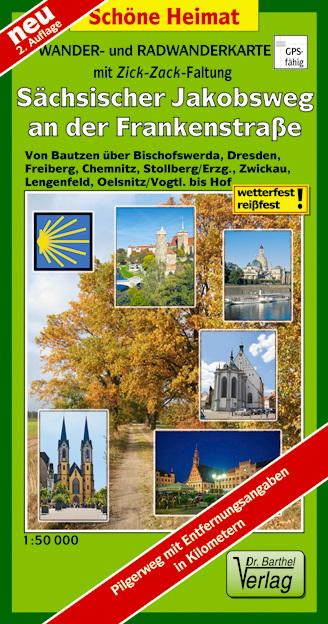 Vorderes Coverbild Sächsischer Jakobsweg an der Frankenstraße. Radwander- und Wanderkarte