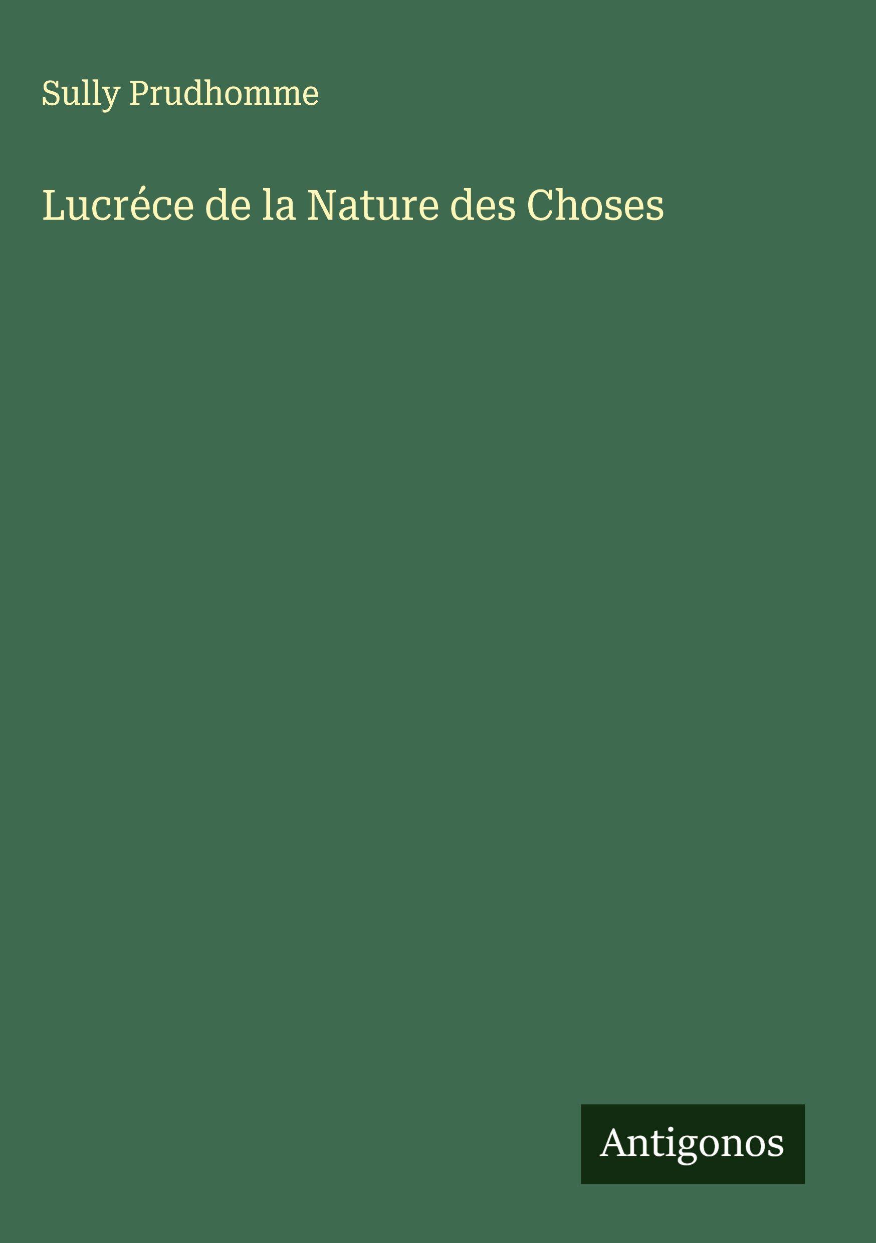Vorderes Coverbild Lucréce de la Nature des Choses