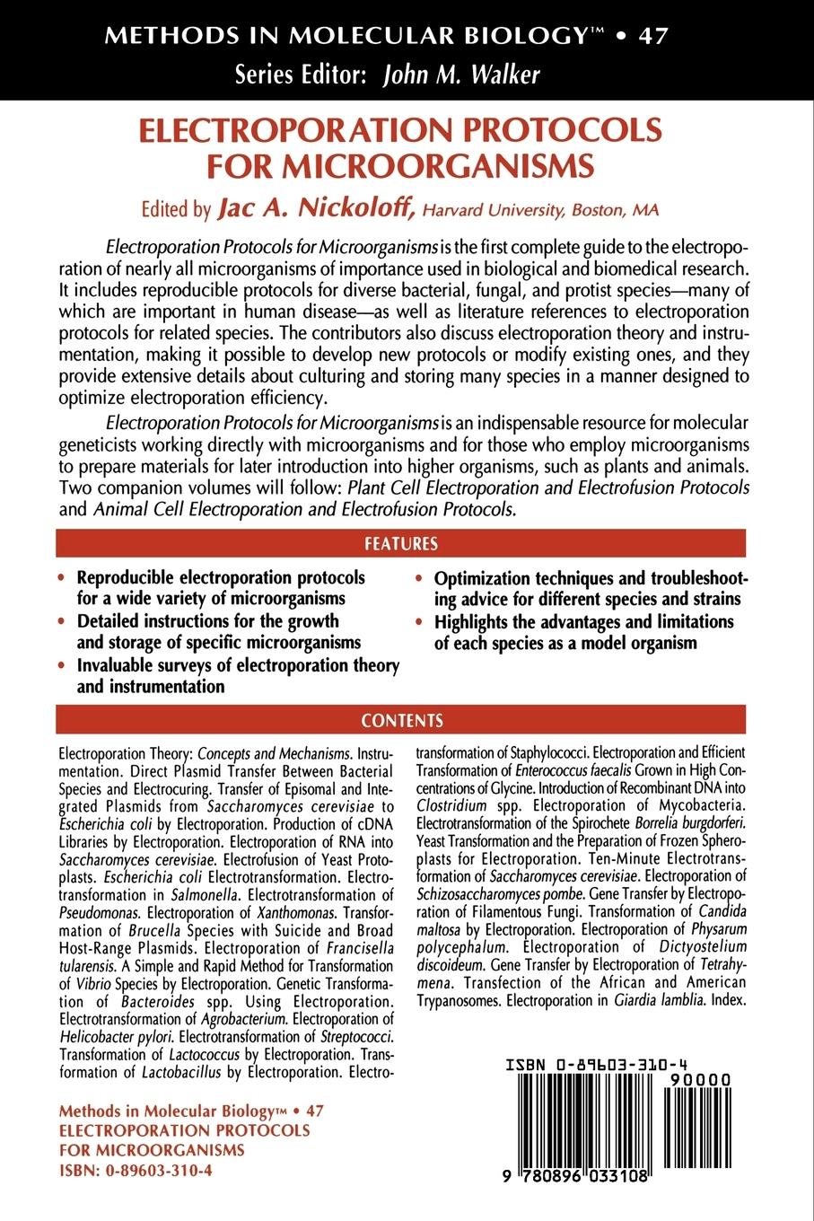 Rückseitencover Electroporation Protocols for Microorganisms