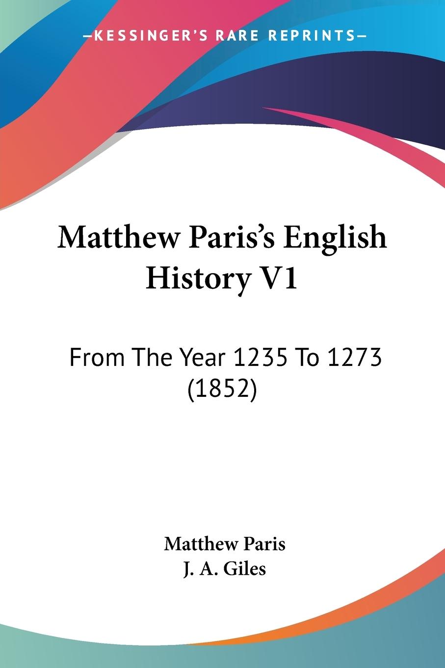 Vorderes Coverbild Matthew Paris's English History V1