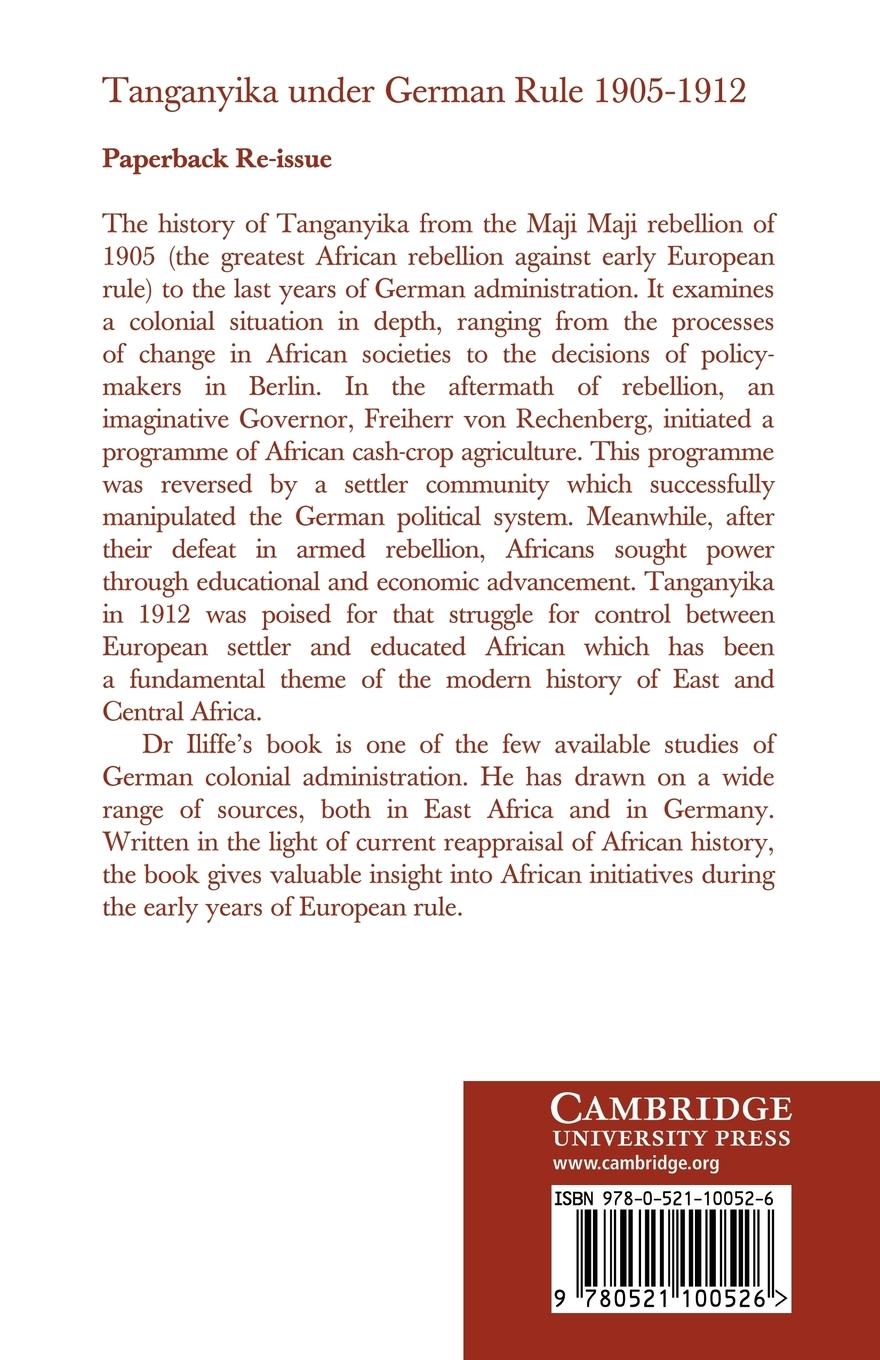 Rückseitencover Tanganyika Under German Rule 1905 1912