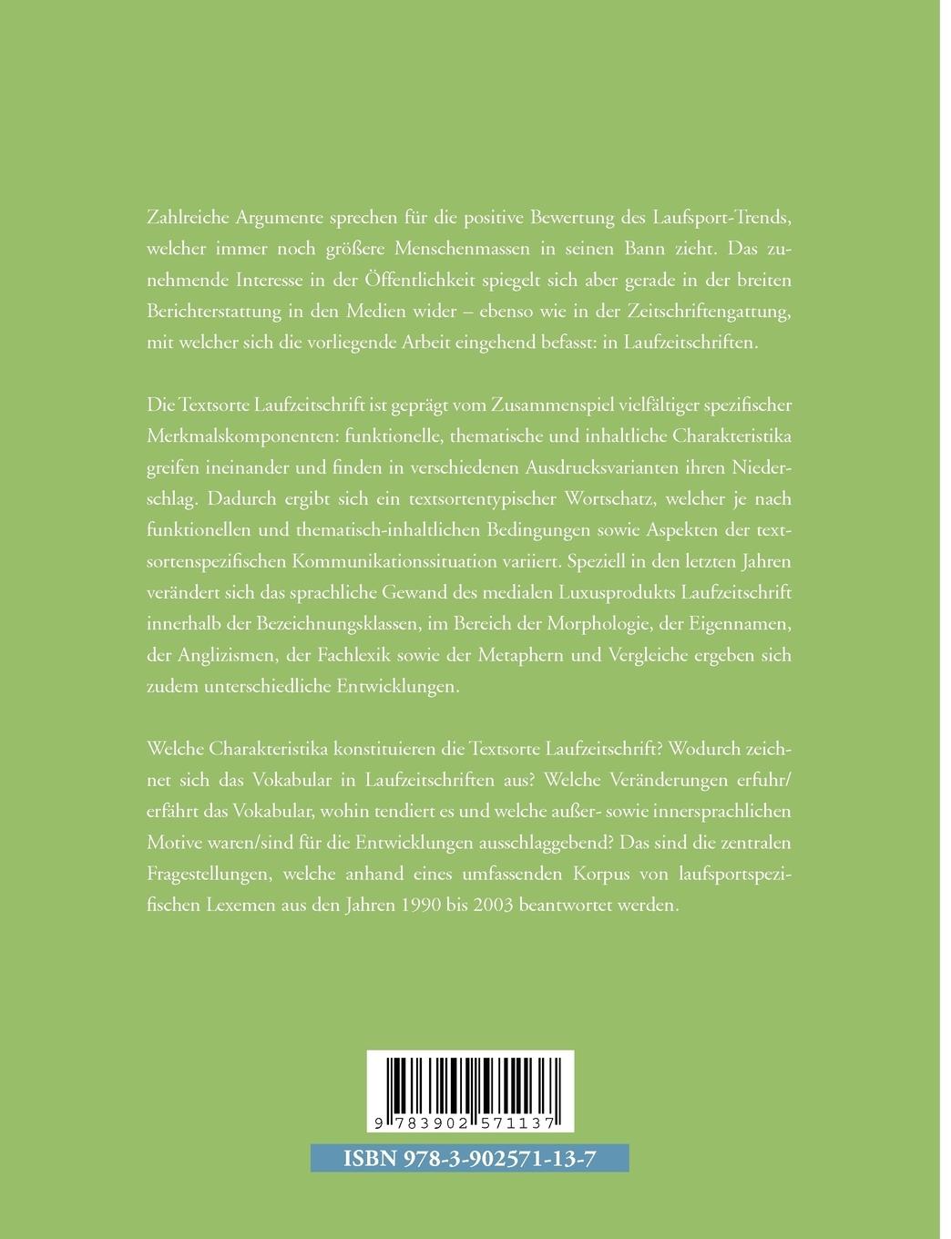 Rückseitencover Der Wortschatz deutschsprachiger Laufzeitschriften